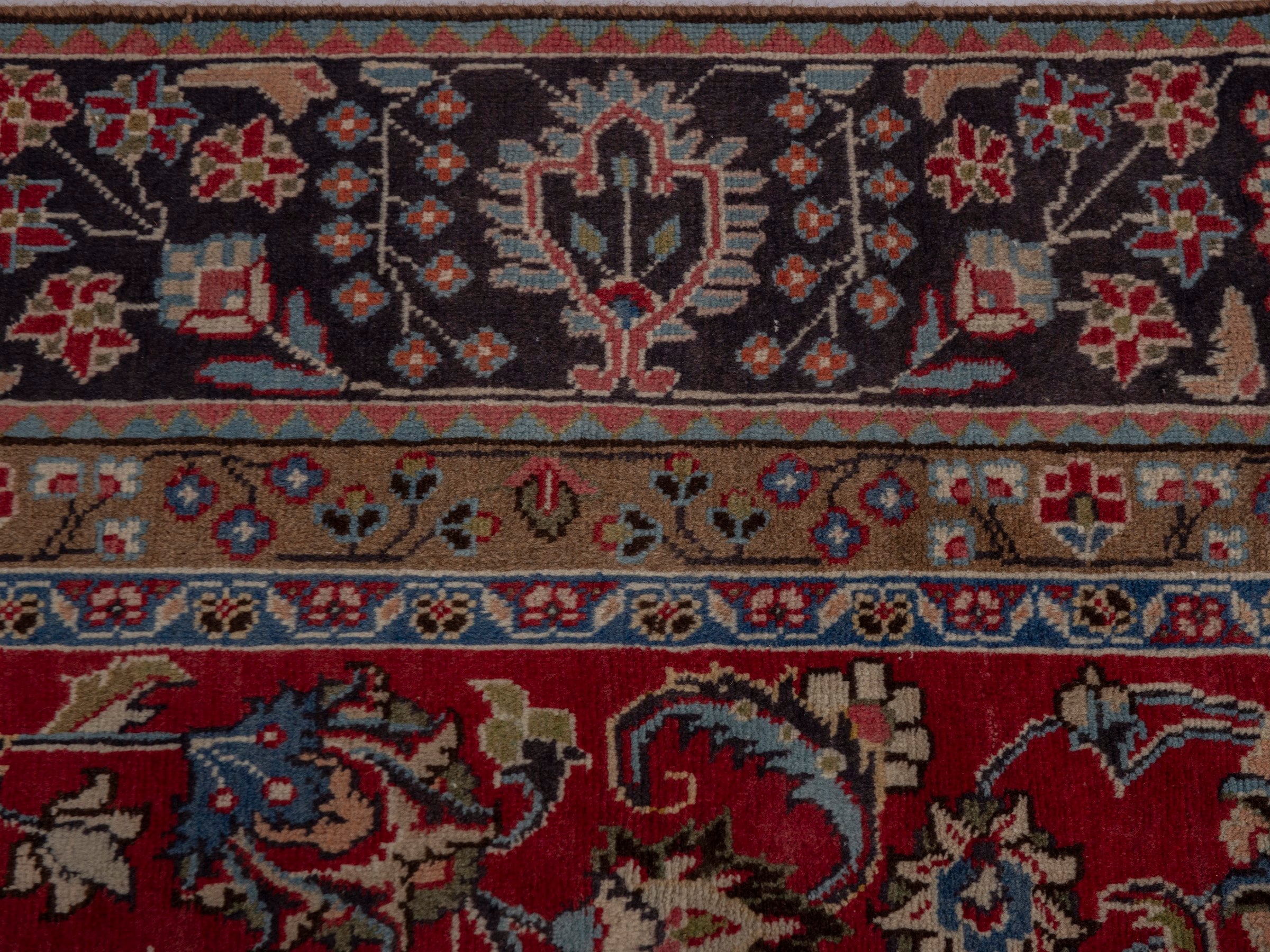 Persian Sabzevar oversized rug in deep red and charcoal, view 18 of 25