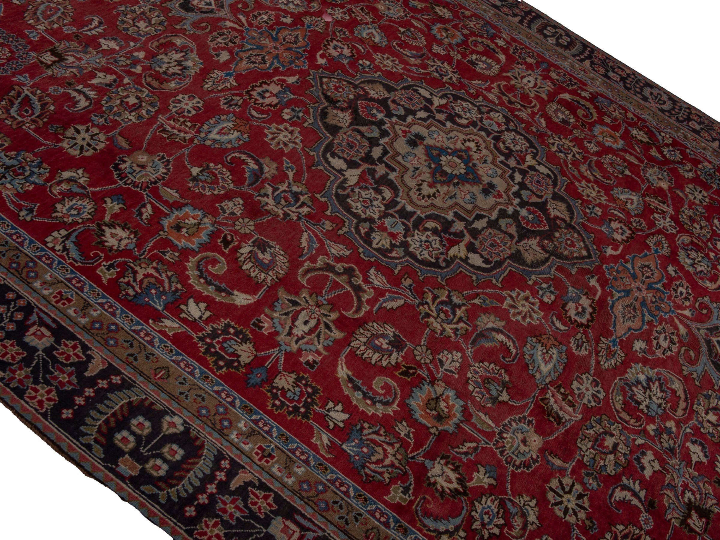 Persian Sabzevar oversized rug in deep red and charcoal, view 4 of 25