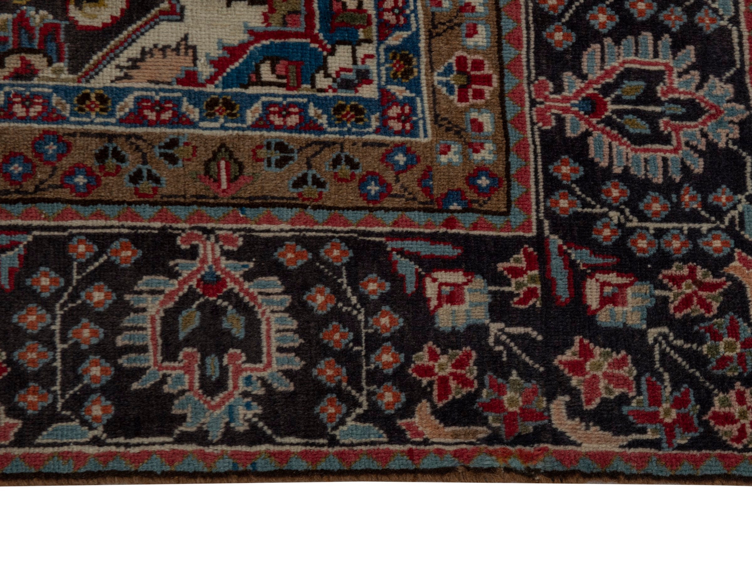 Persian Sabzevar oversized rug in deep red and charcoal, view 5 of 25