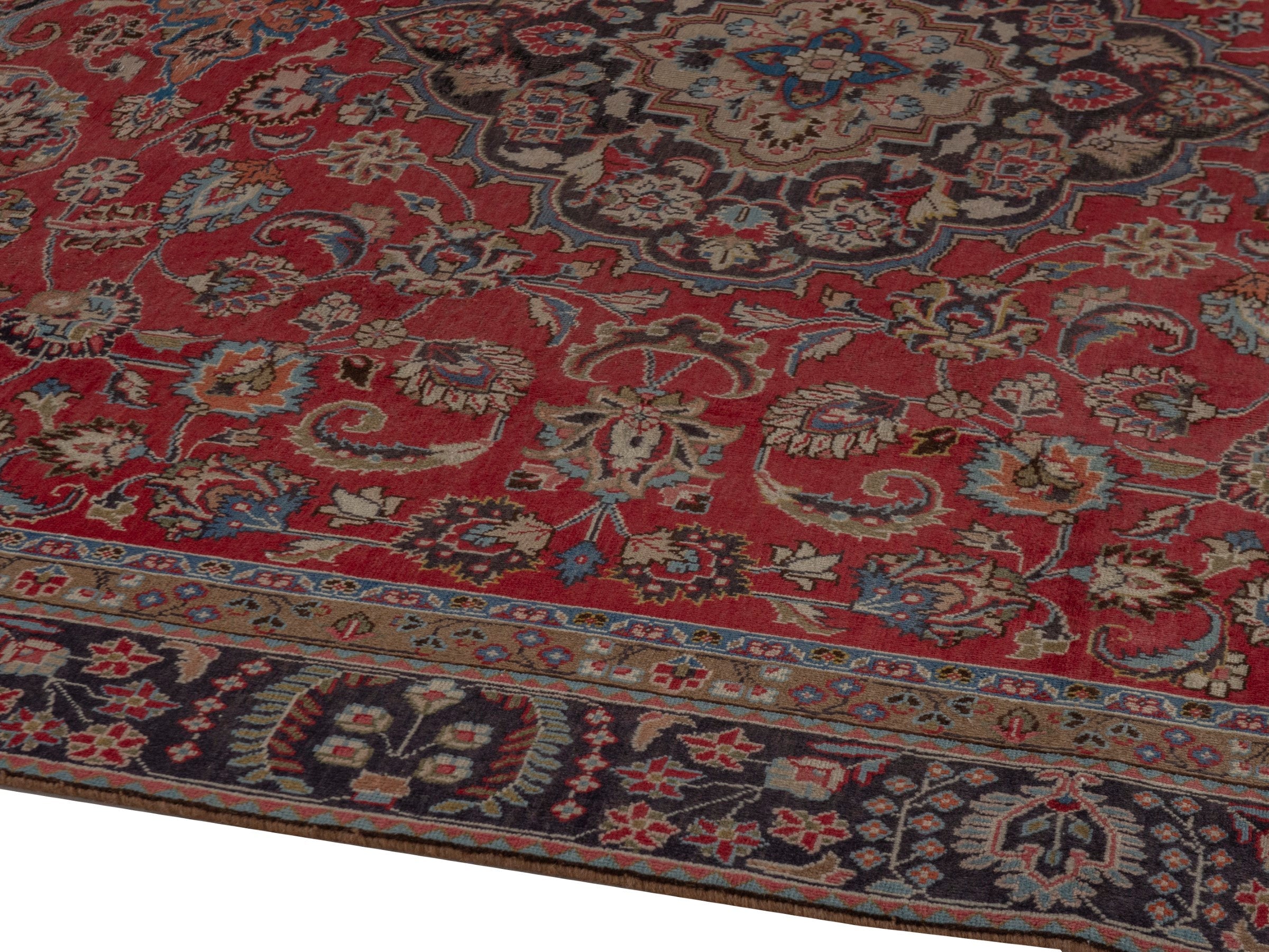 Persian Sabzevar oversized rug in deep red and charcoal, view 8 of 25