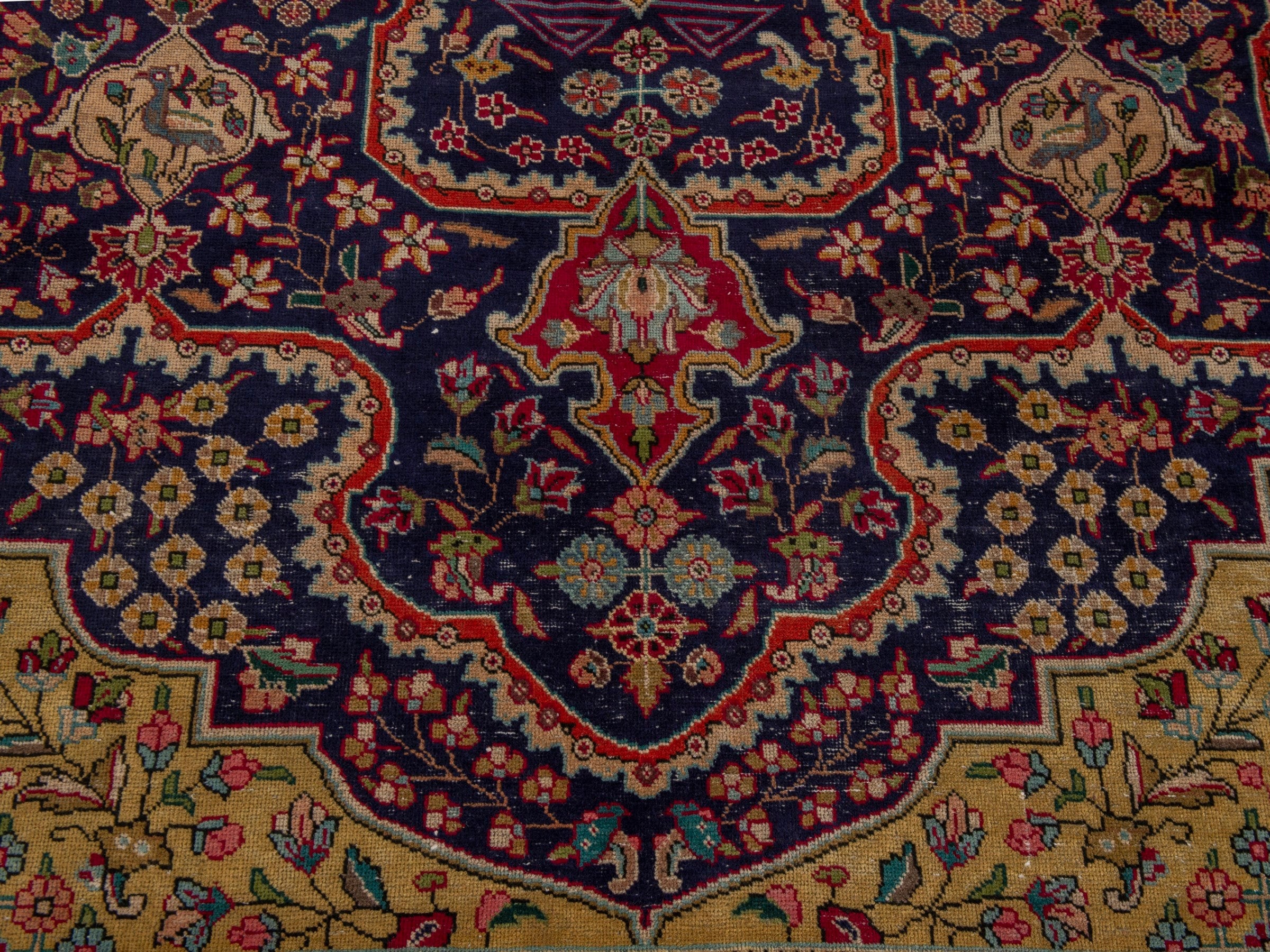 Persian Tabriz oversized rug in navy and deep red, view 11 of 24