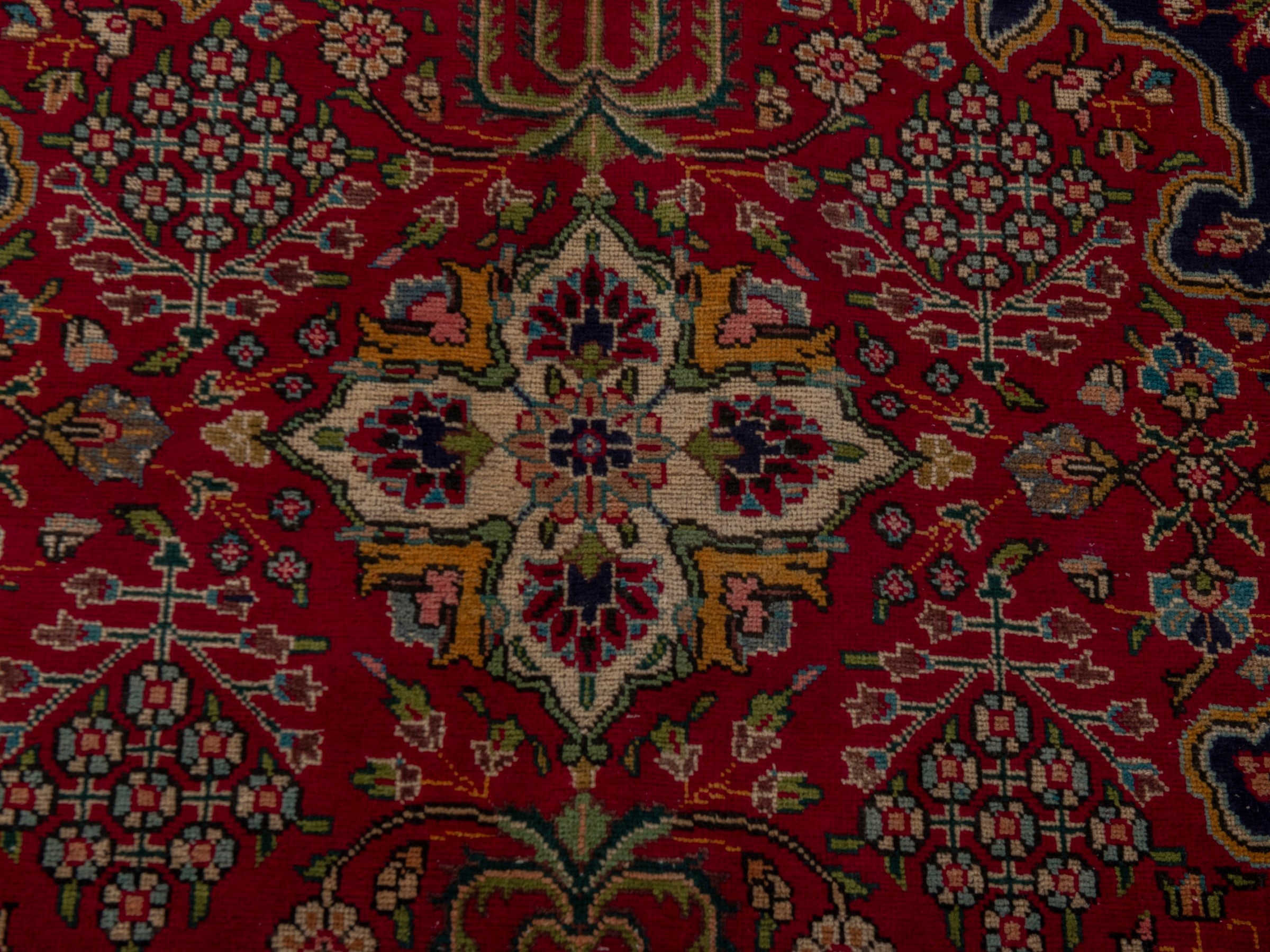 Persian Tabriz oversized rug in navy and deep red, view 12 of 24
