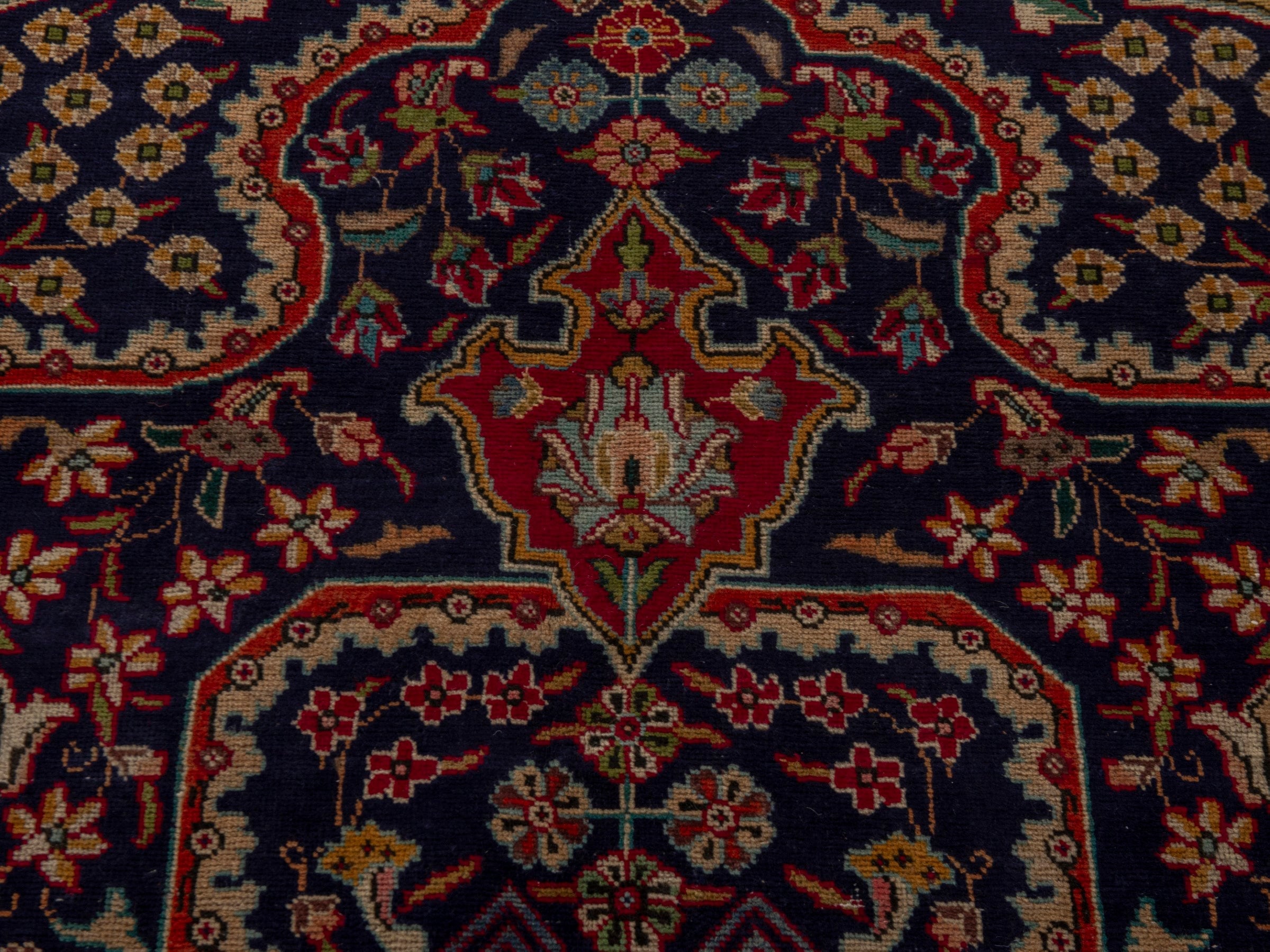Persian Tabriz oversized rug in navy and deep red, view 13 of 24