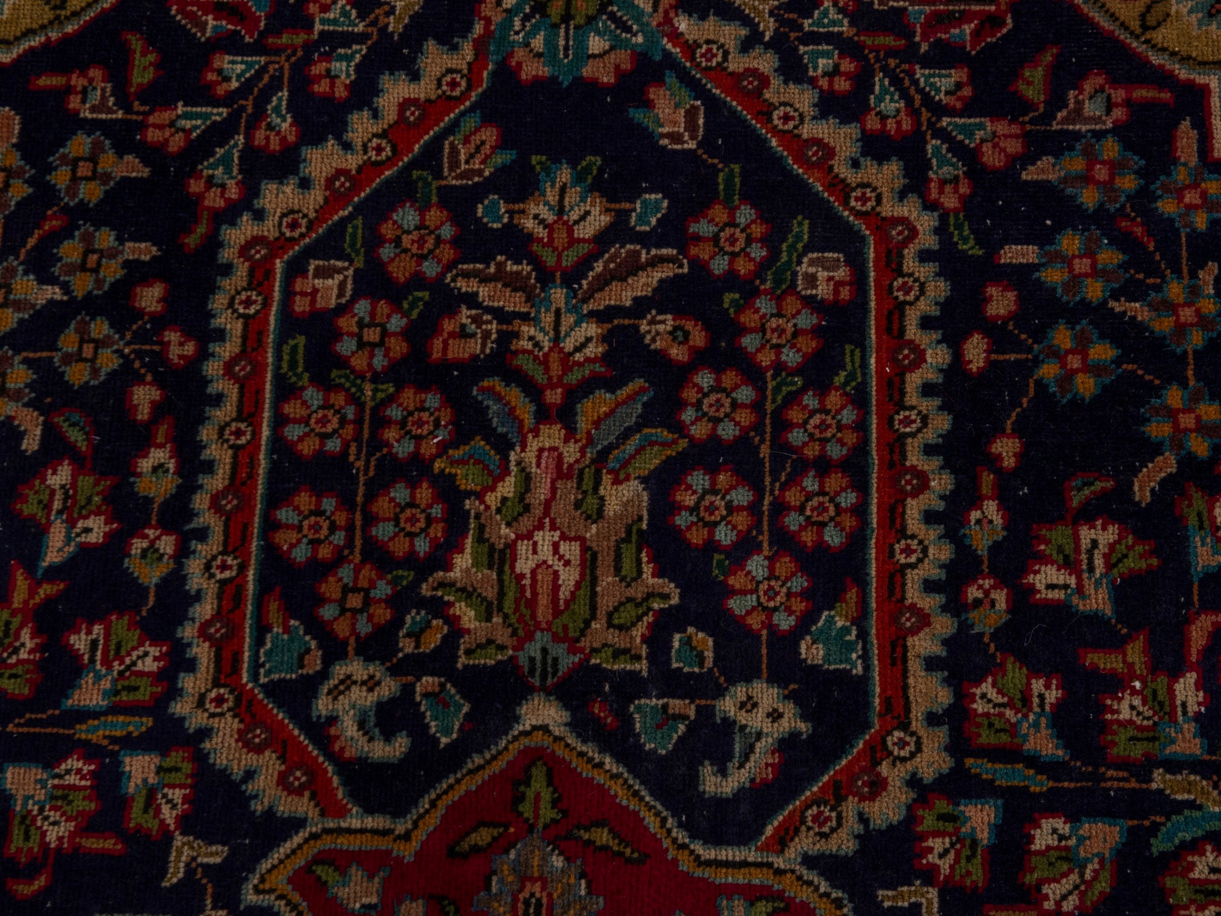 Persian Tabriz oversized rug in navy and deep red, view 14 of 24