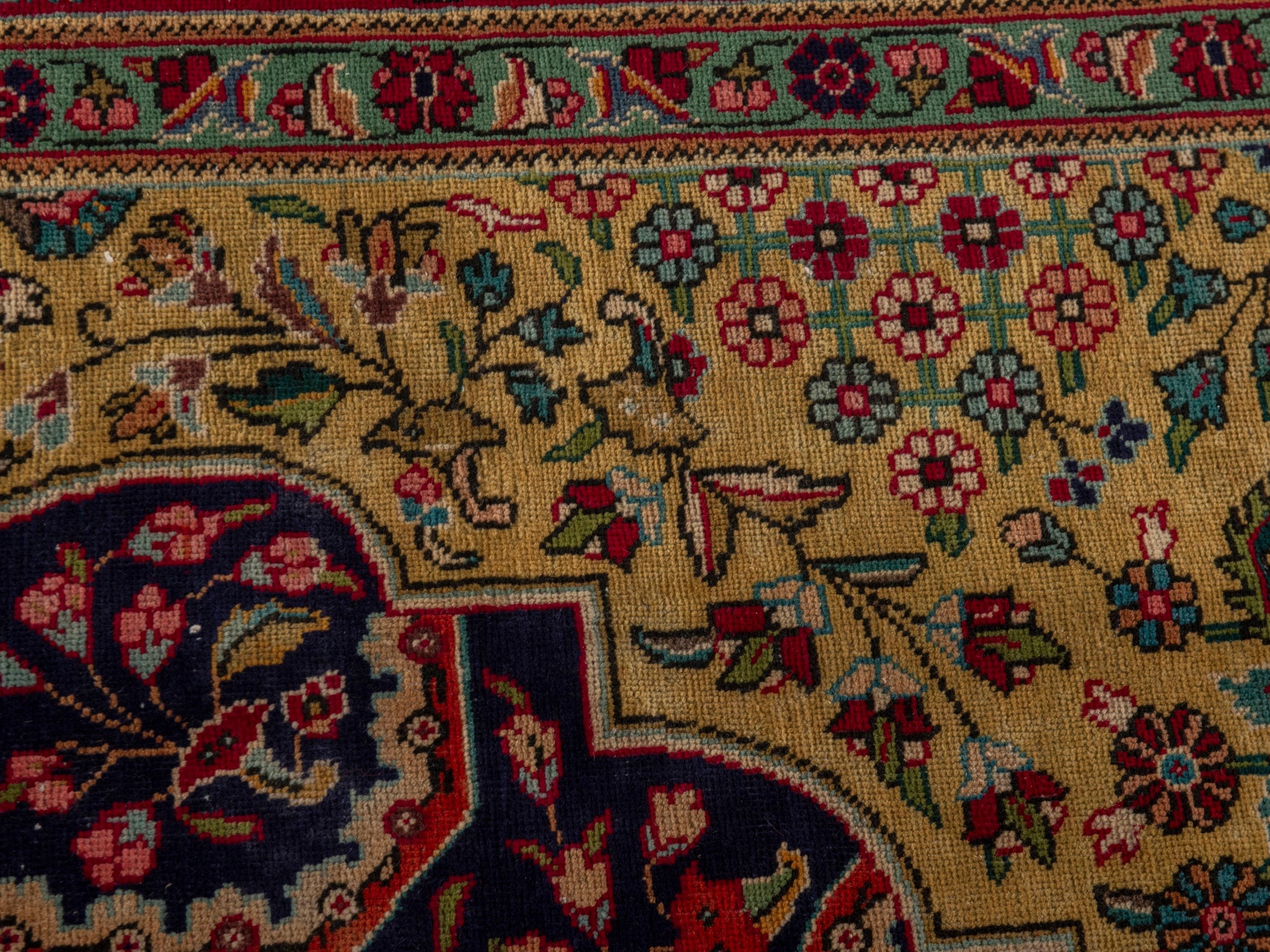 Persian Tabriz oversized rug in navy and deep red, view 16 of 24