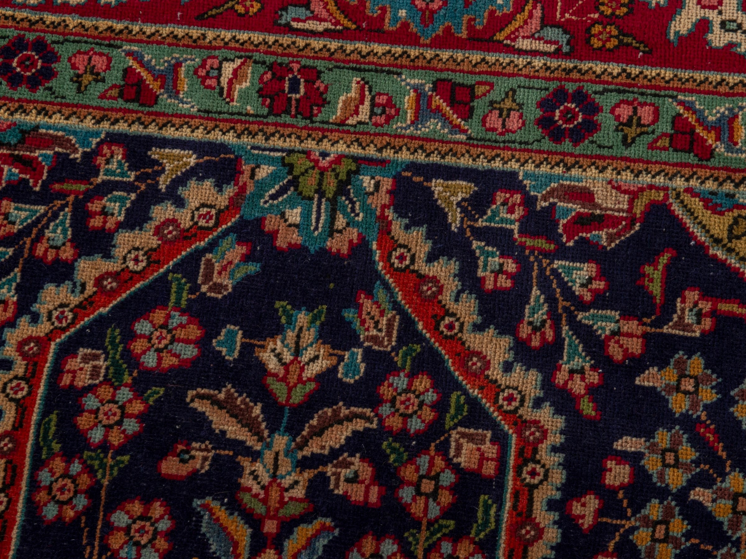 Persian Tabriz oversized rug in navy and deep red, view 17 of 24