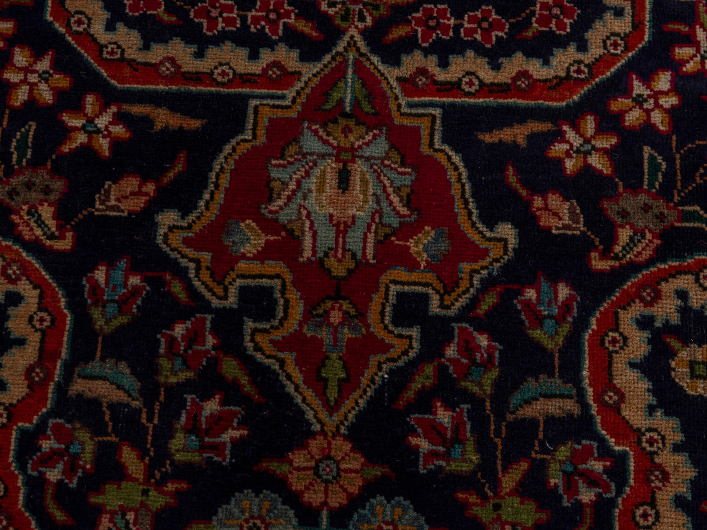 Persian Tabriz oversized rug in navy and deep red, view 18 of 24