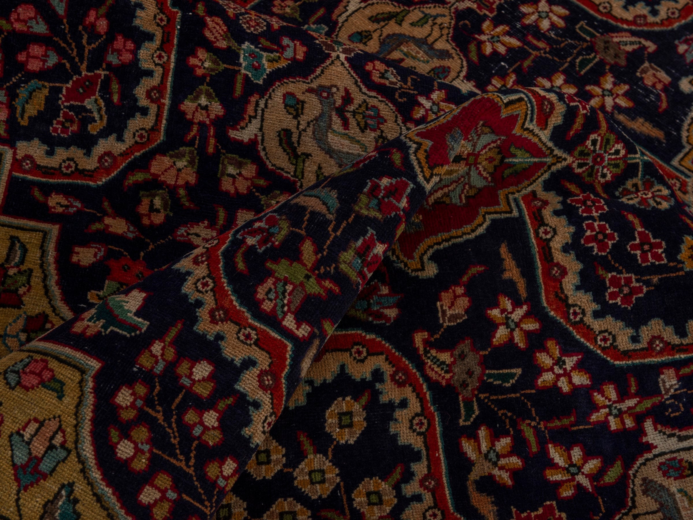 Persian Tabriz oversized rug in navy and deep red, view 19 of 24