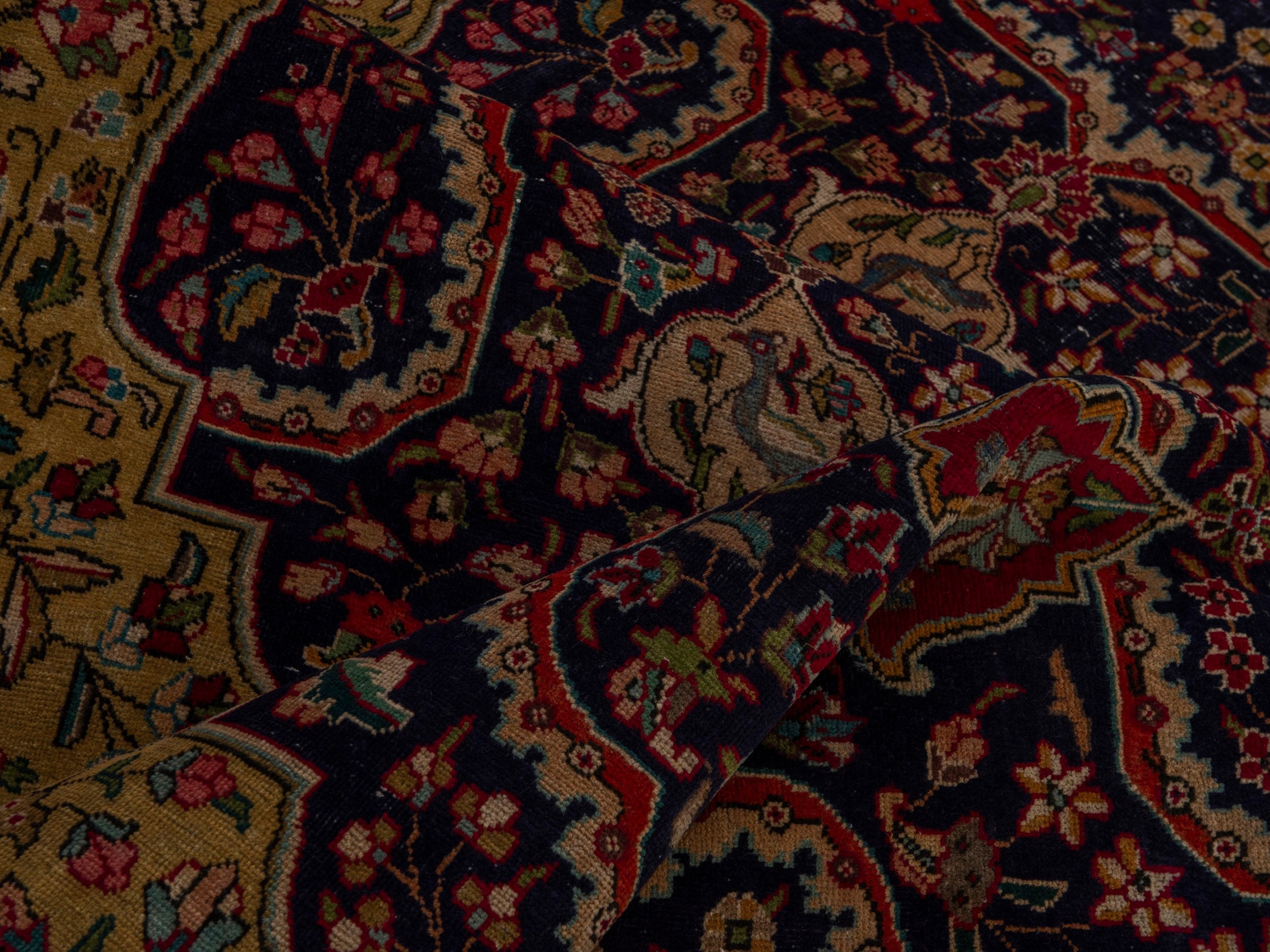 Persian Tabriz oversized rug in navy and deep red, view 21 of 24
