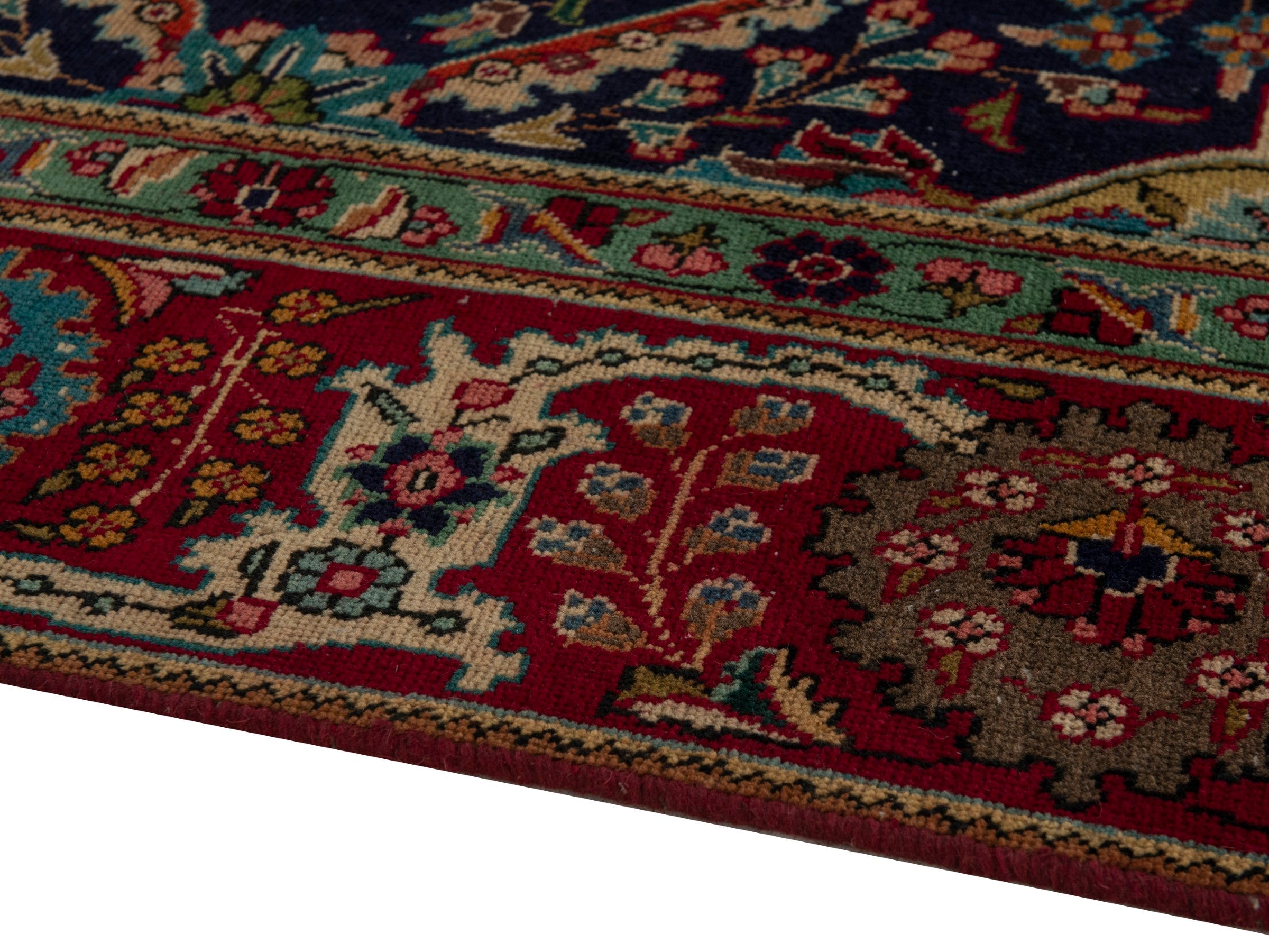Persian Tabriz oversized rug in navy and deep red, view 8 of 24