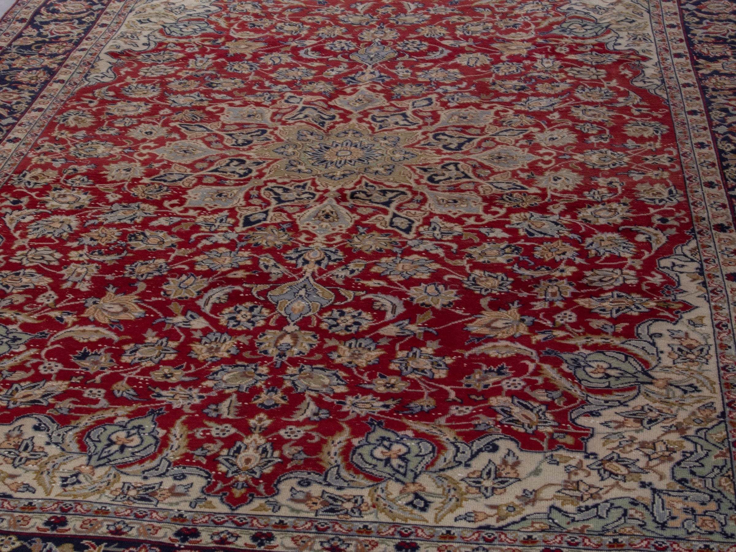 Persian Najafabad oversized rug in deep red and navy, view 10 of 20