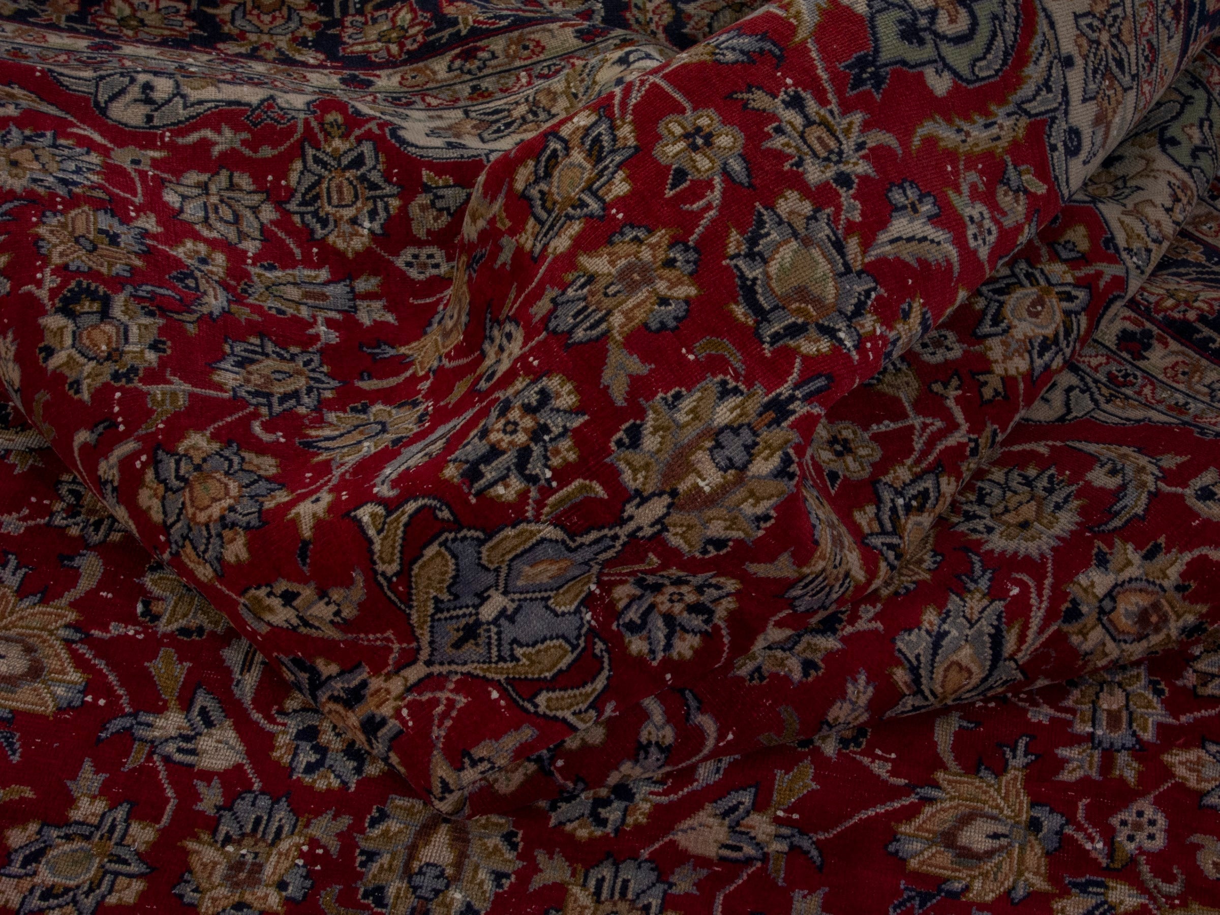 Persian Najafabad oversized rug in deep red and navy, view 16 of 20
