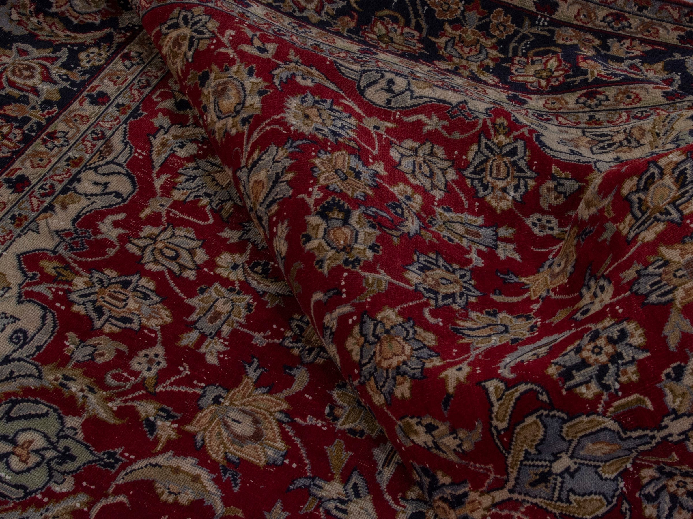 Persian Najafabad oversized rug in deep red and navy, view 17 of 20