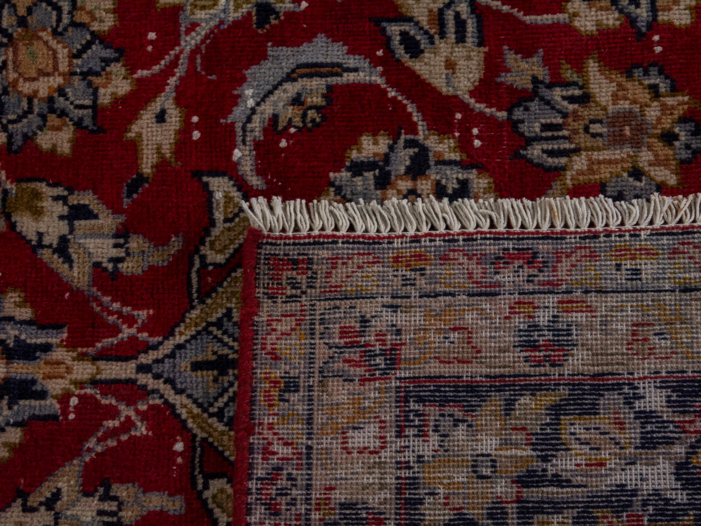 Persian Najafabad oversized rug in deep red and navy, view 20 of 20