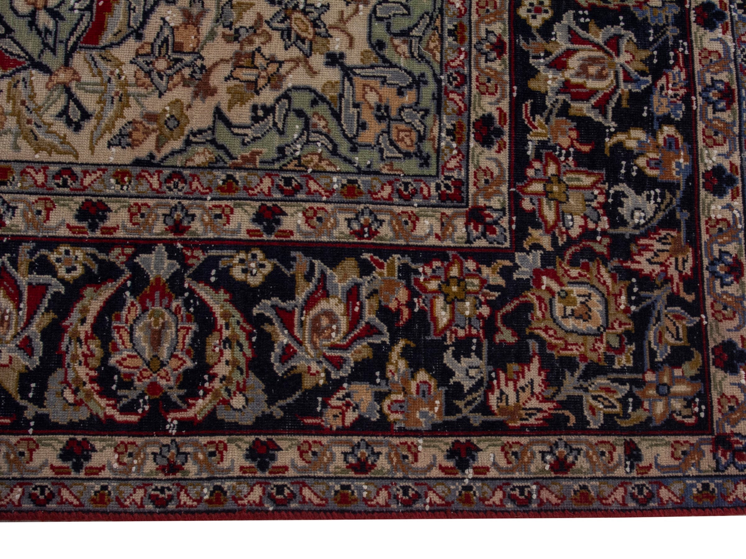 Persian Najafabad oversized rug in deep red and navy, view 5 of 20