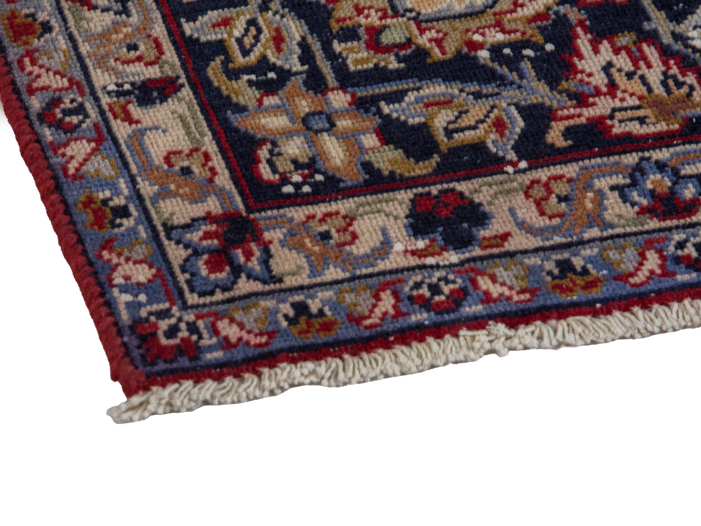 Persian Najafabad oversized rug in deep red and navy, view 6 of 20