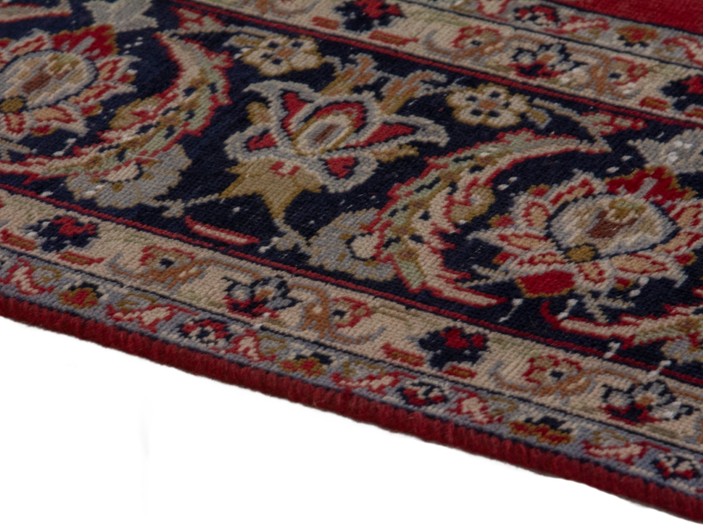 Persian Najafabad oversized rug in deep red and navy, view 8 of 20