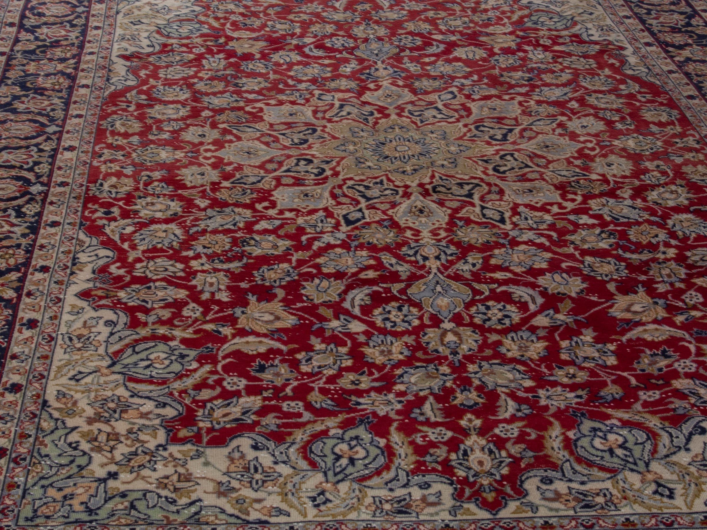 Persian Najafabad oversized rug in deep red and navy, view 9 of 20