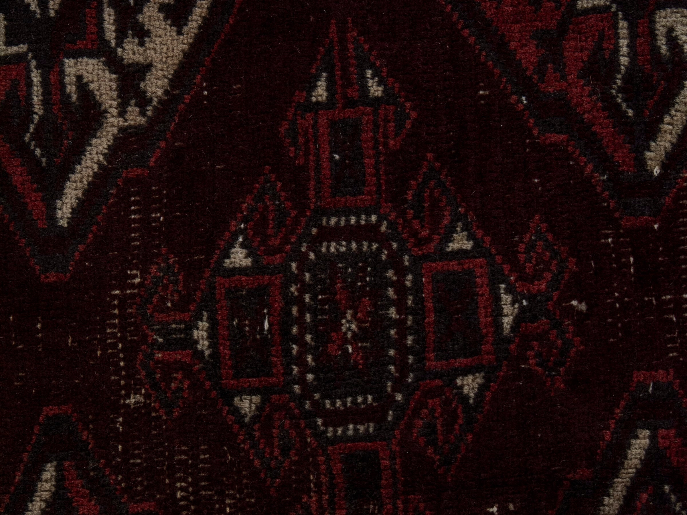 Persian Torkaman oversized rug in burgundy and cream, view 14 of 19
