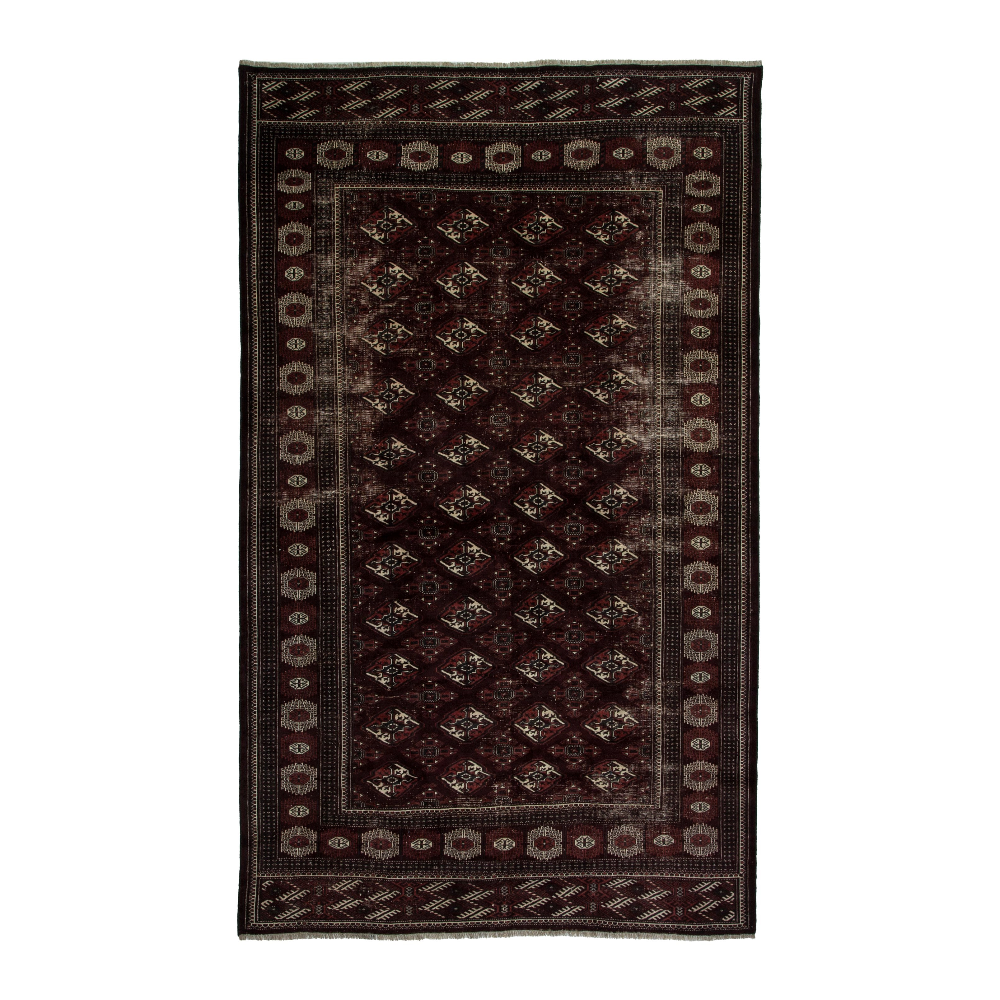 Persian Torkaman oversized rug in burgundy and cream, 8' x 13'