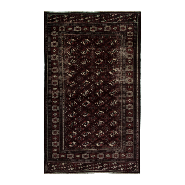 Persian Torkaman oversized rug in burgundy and cream, 8' x 13'