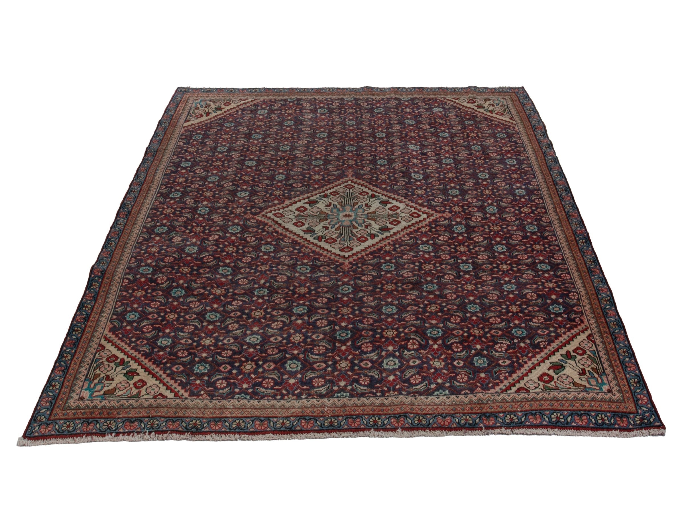 Persian Mahal oversized rug in burgundy and cream, view 3 of 18