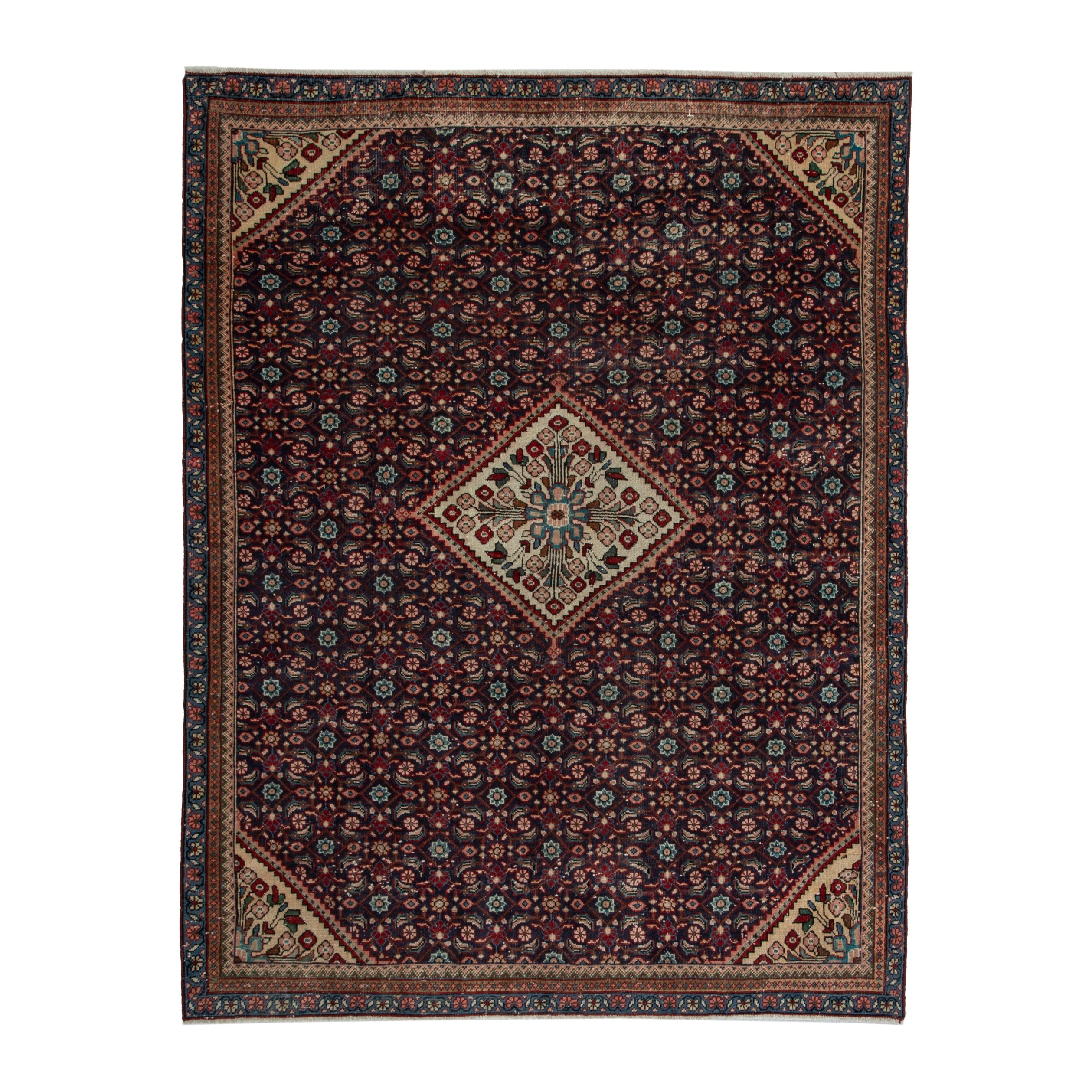 Persian Mahal oversized rug in burgundy and cream, 7'7" x 9'3"
