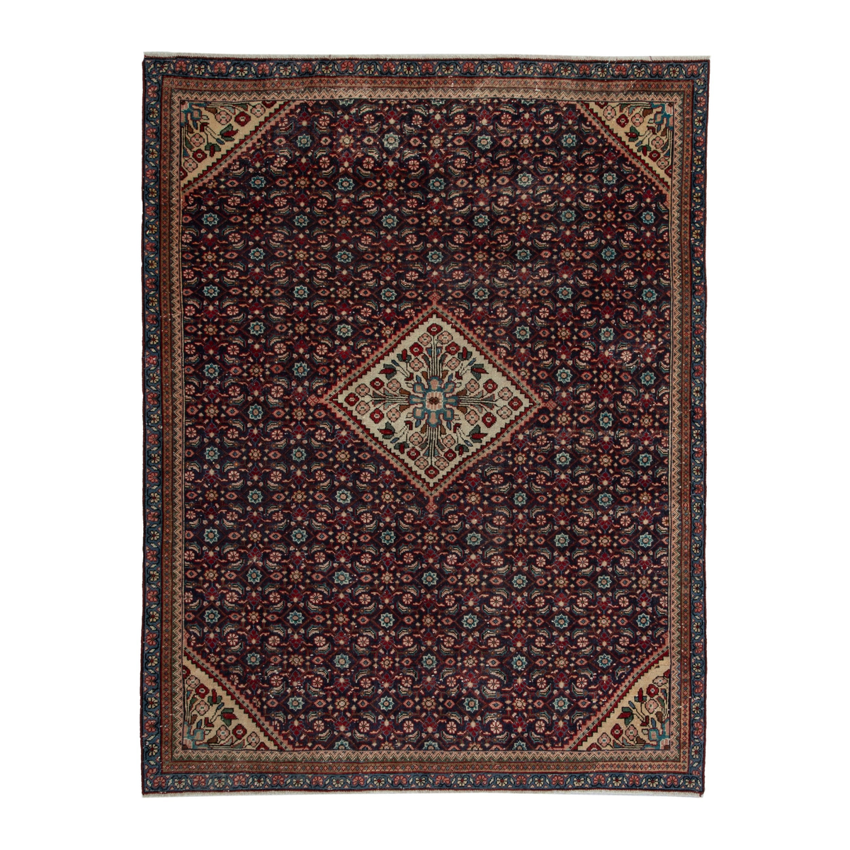 Persian Mahal oversized rug in burgundy and cream, 7'7" x 9'3"