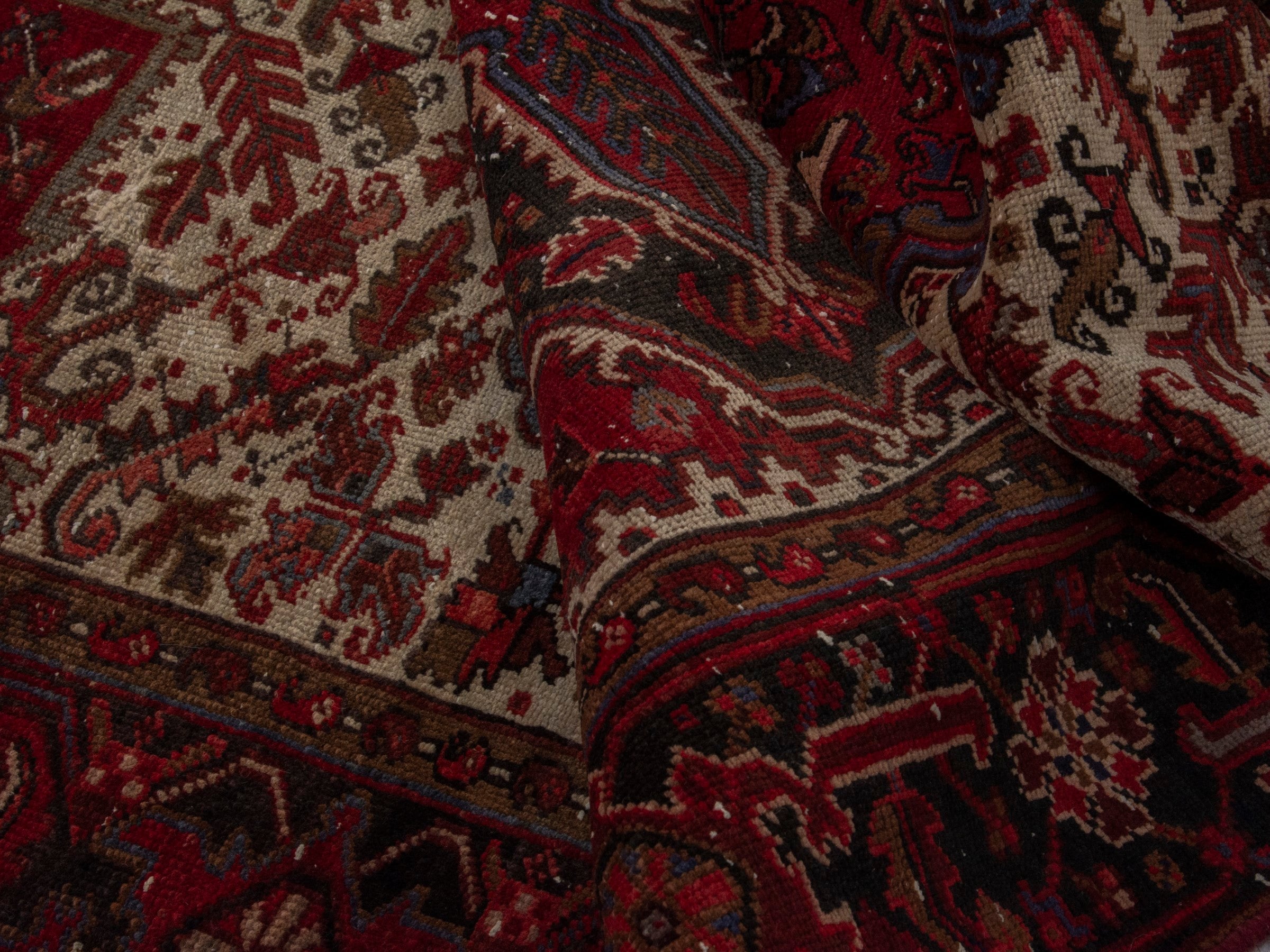 Persian Heriz oversized rug in burgundy and cream, view 16 of 20