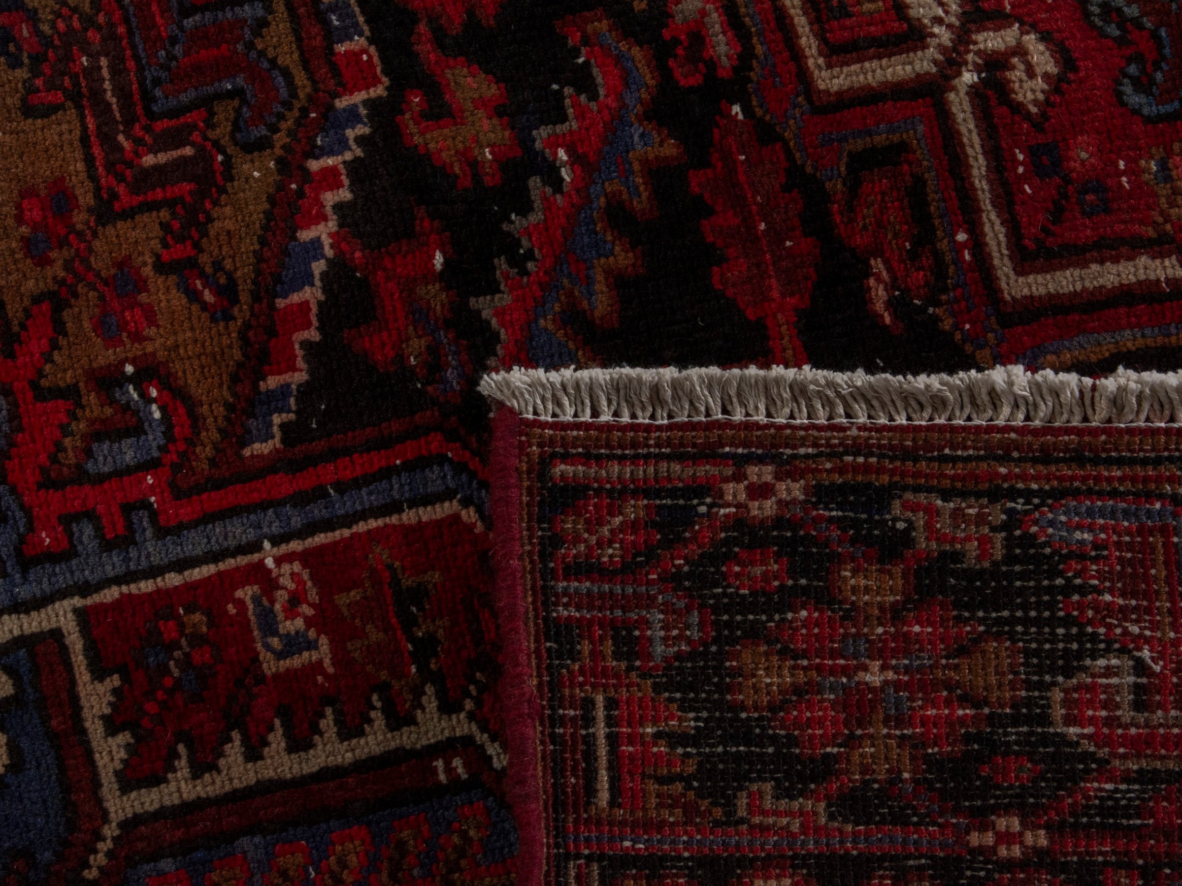 Persian Heriz oversized rug in burgundy and cream, view 20 of 20