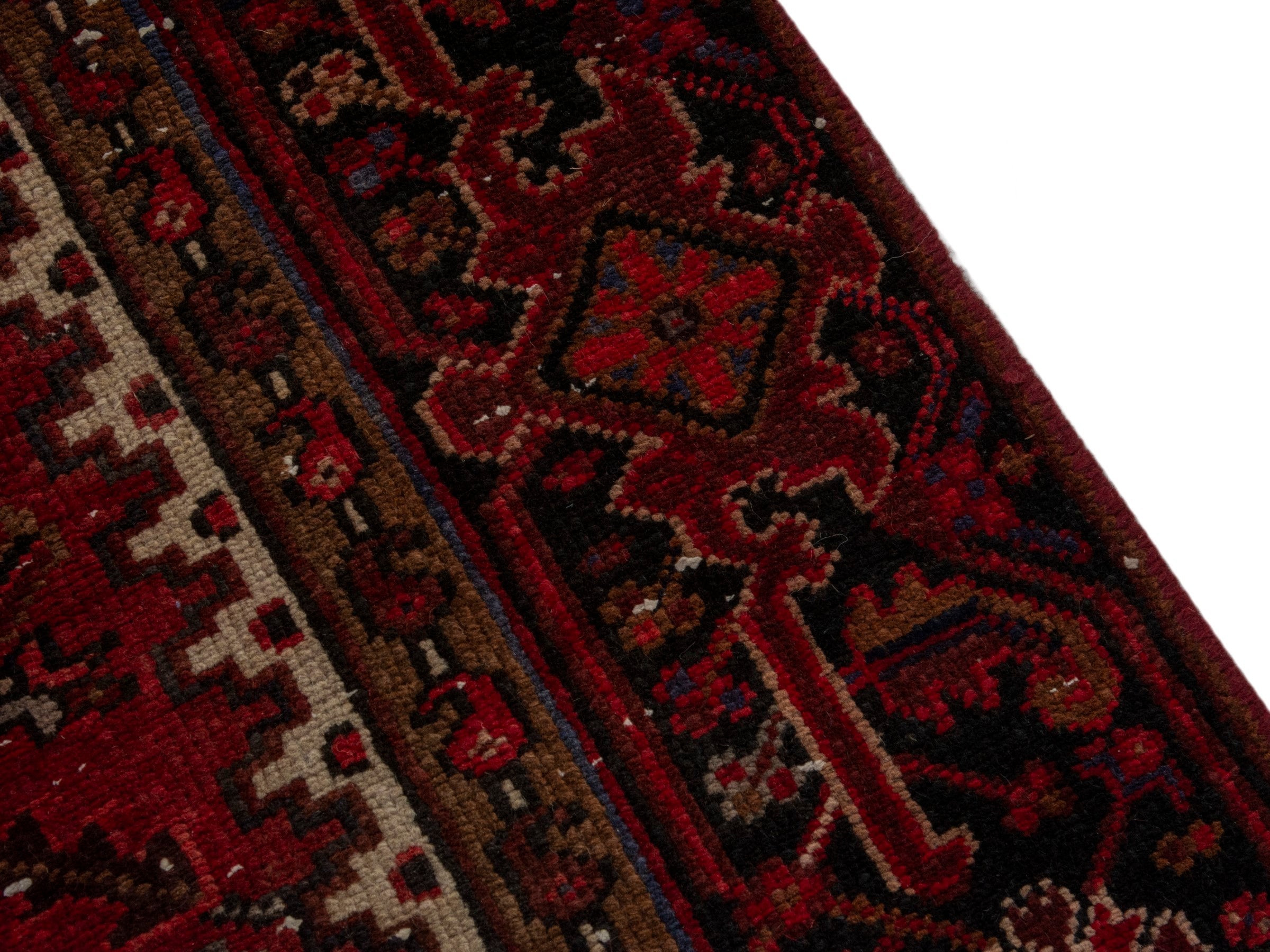 Persian Heriz oversized rug in burgundy and cream, view 7 of 20