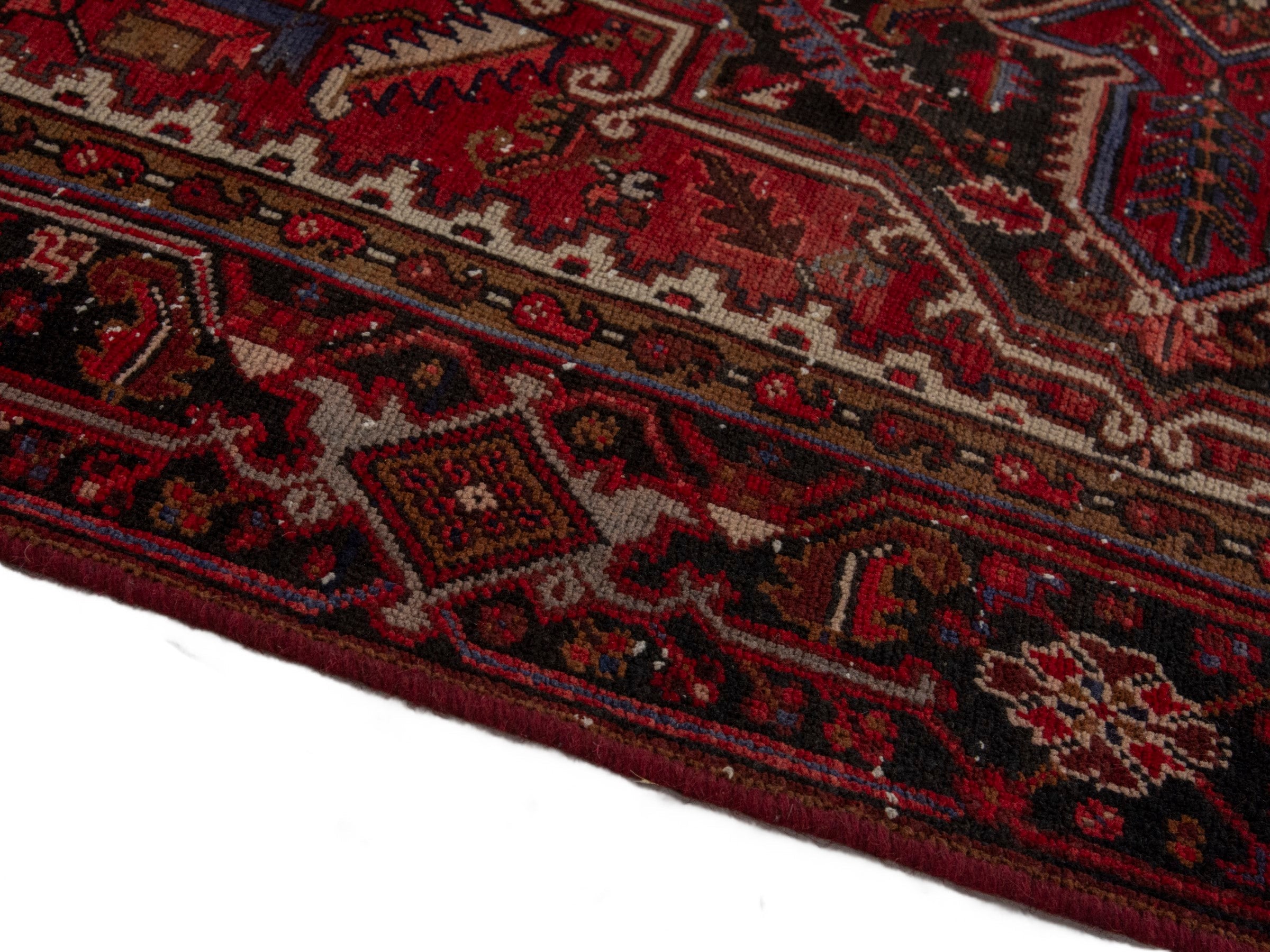 Persian Heriz oversized rug in burgundy and cream, view 8 of 20