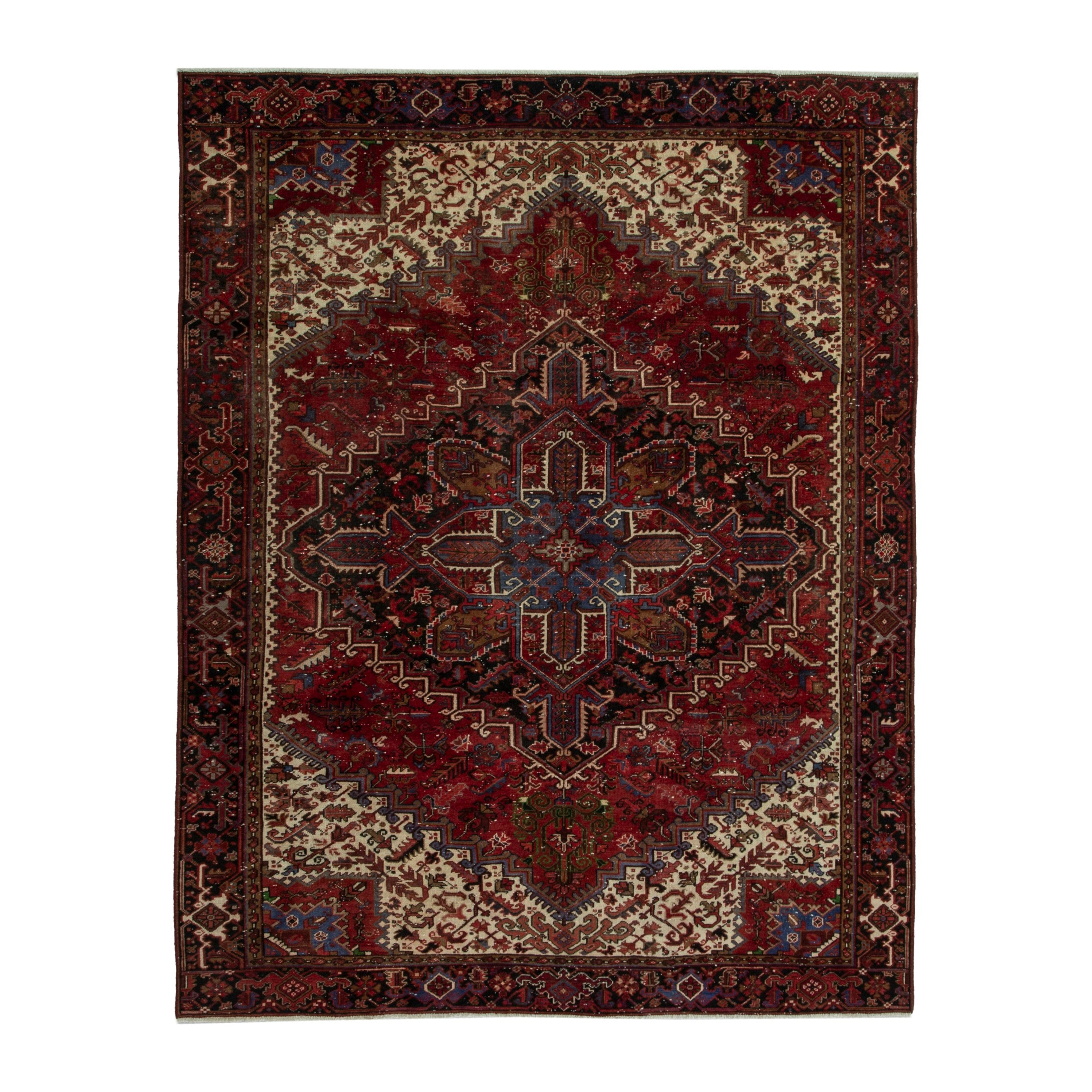 Persian Heriz oversized rug in burgundy and cream, 8'6" x 10'6"