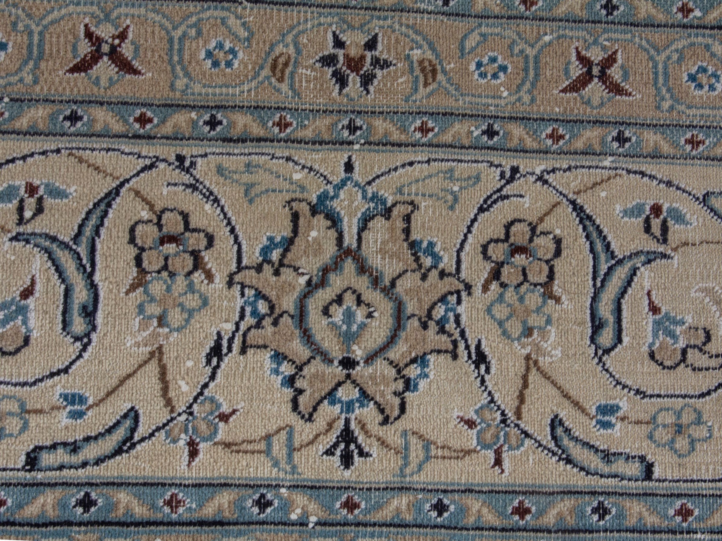 Persian Nain oversized rug in ivory and denim, view 11 of 21