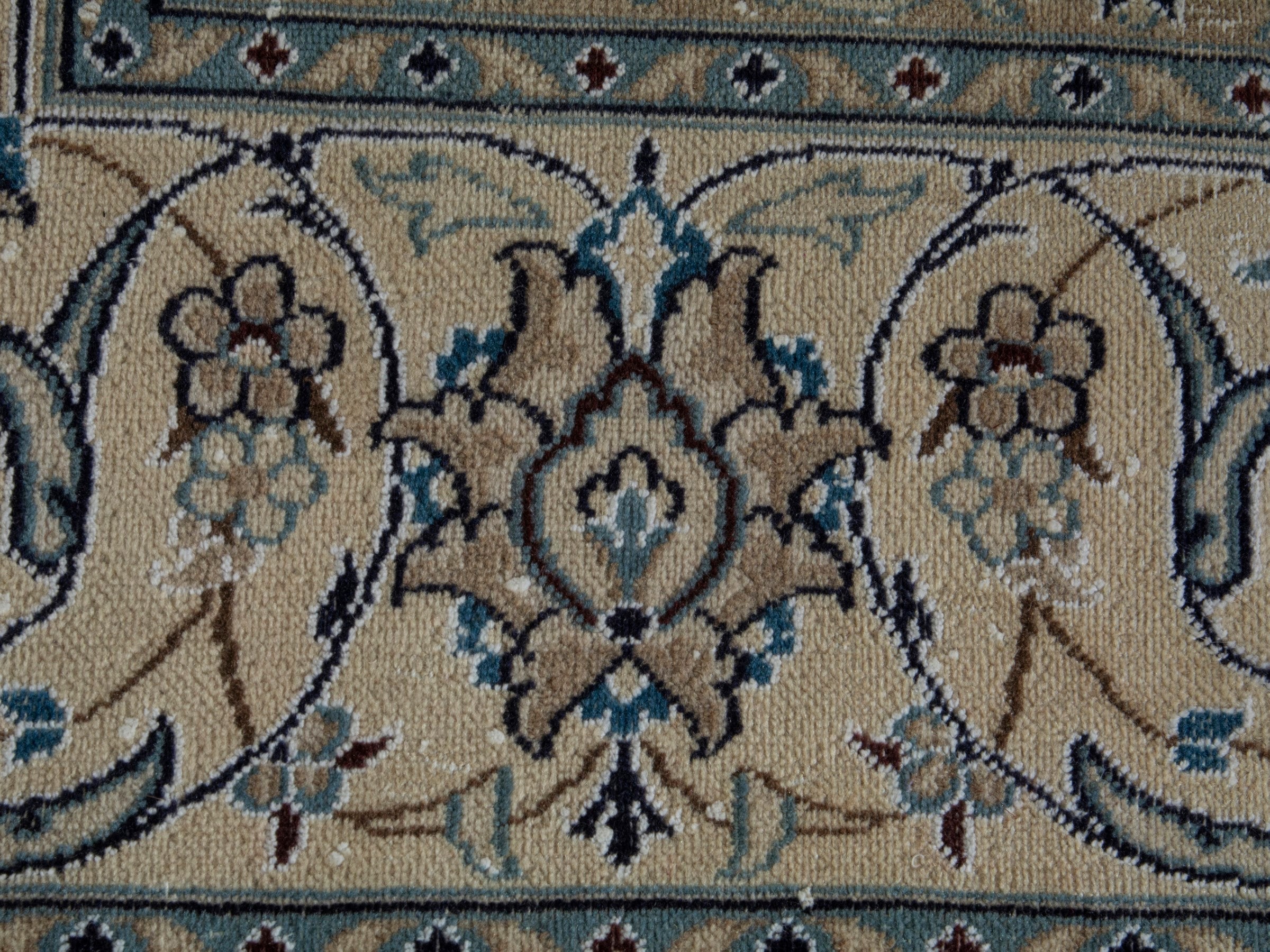Persian Nain oversized rug in ivory and denim, view 14 of 21