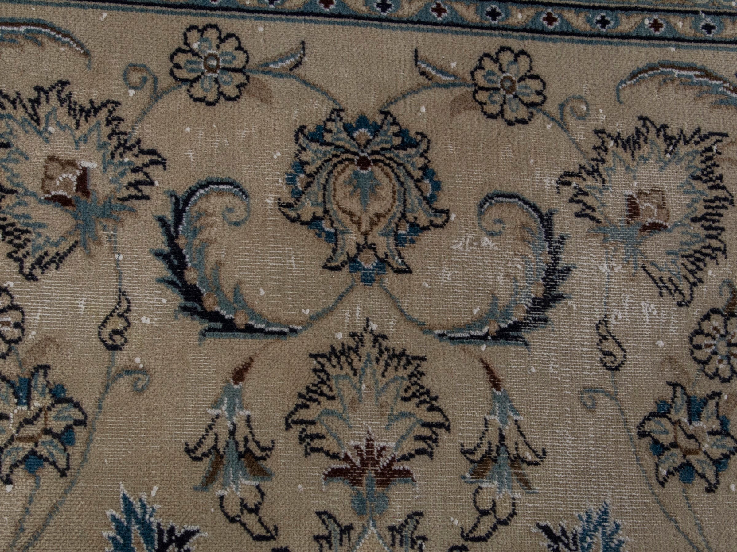 Persian Nain oversized rug in ivory and denim, view 15 of 21