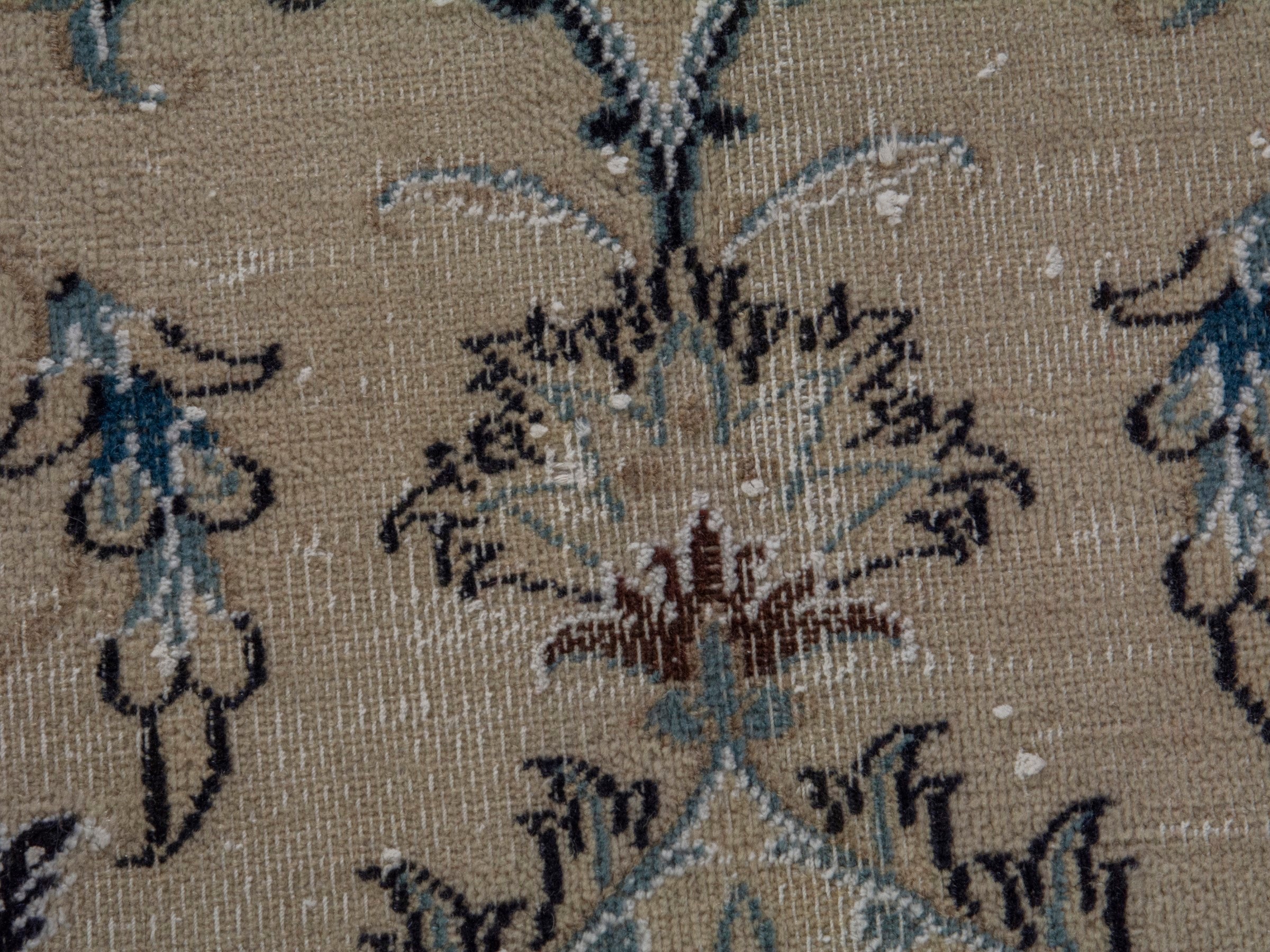 Persian Nain oversized rug in ivory and denim, view 16 of 21