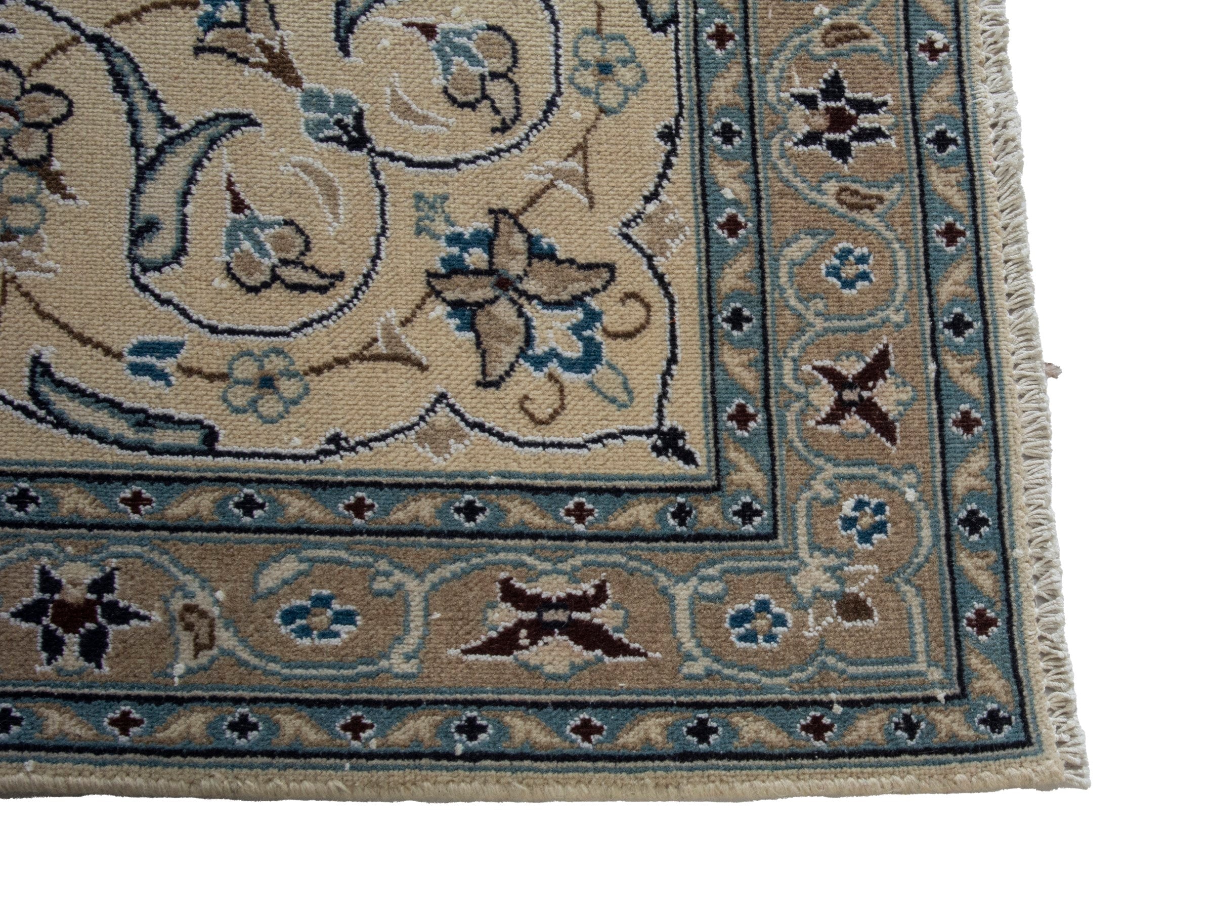 Persian Nain oversized rug in ivory and denim, view 5 of 21