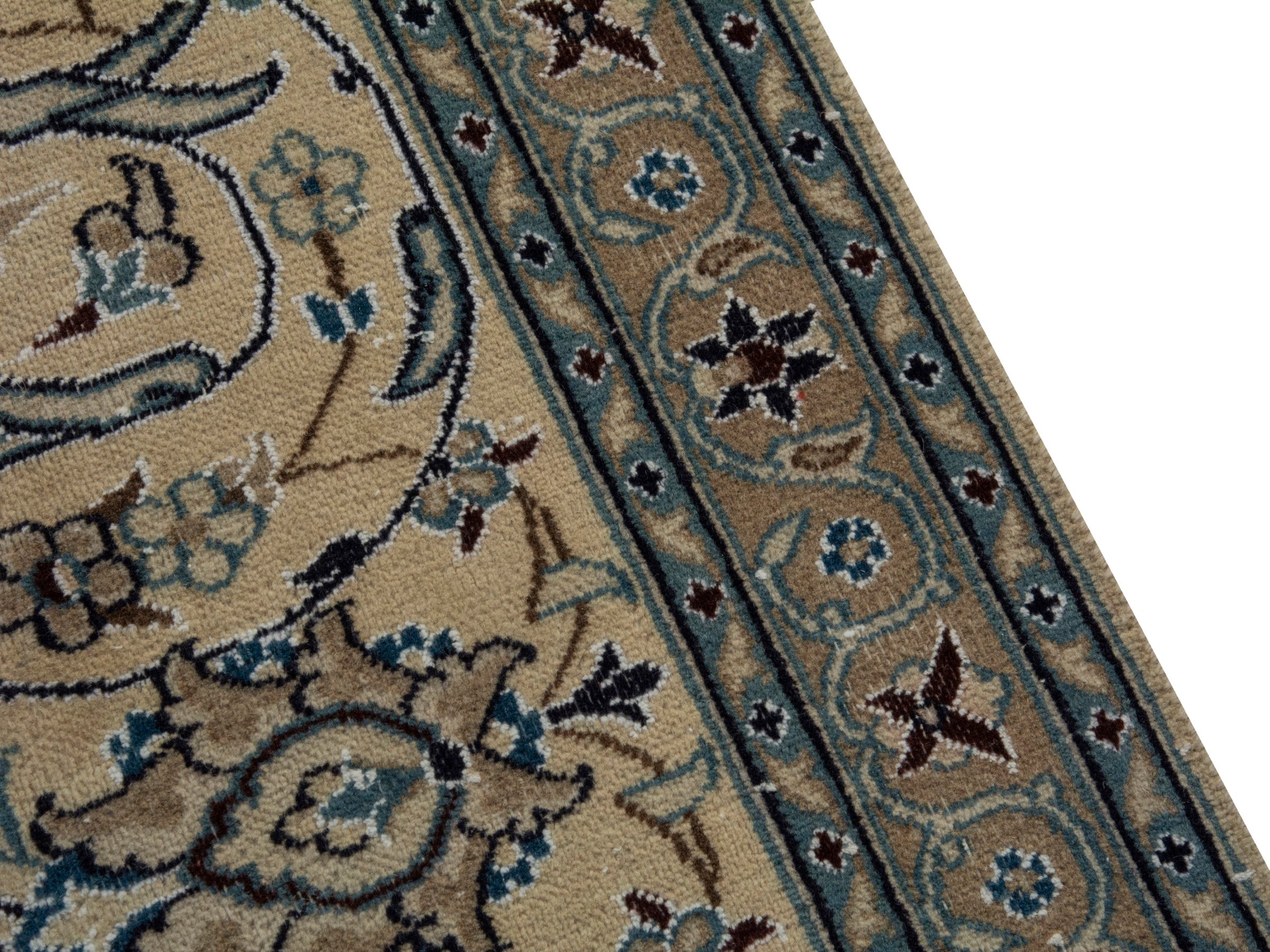 Persian Nain oversized rug in ivory and denim, view 7 of 21