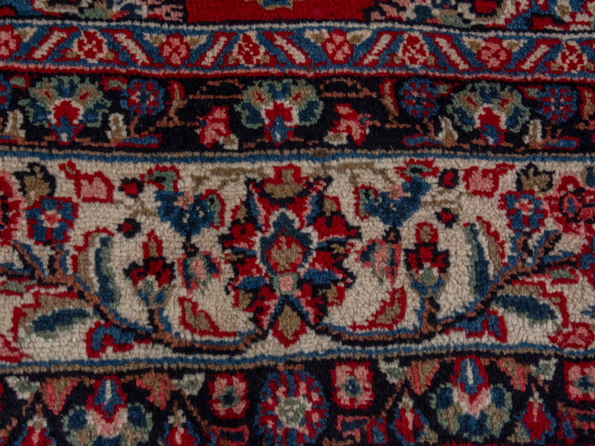Persian Hamedan oversized rug in deep red and ivory, view 11 of 19
