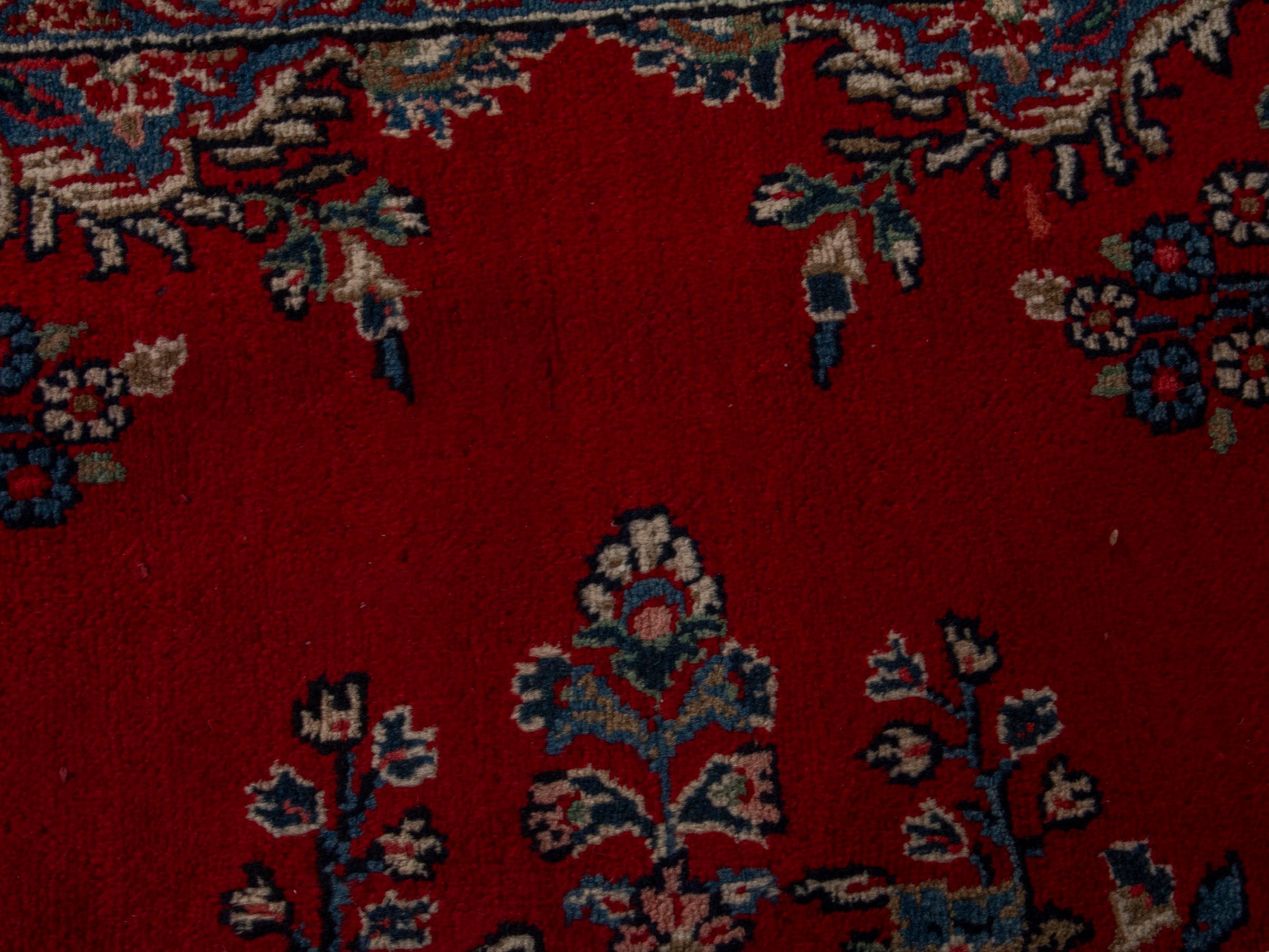 Persian Hamedan oversized rug in deep red and ivory, view 13 of 19