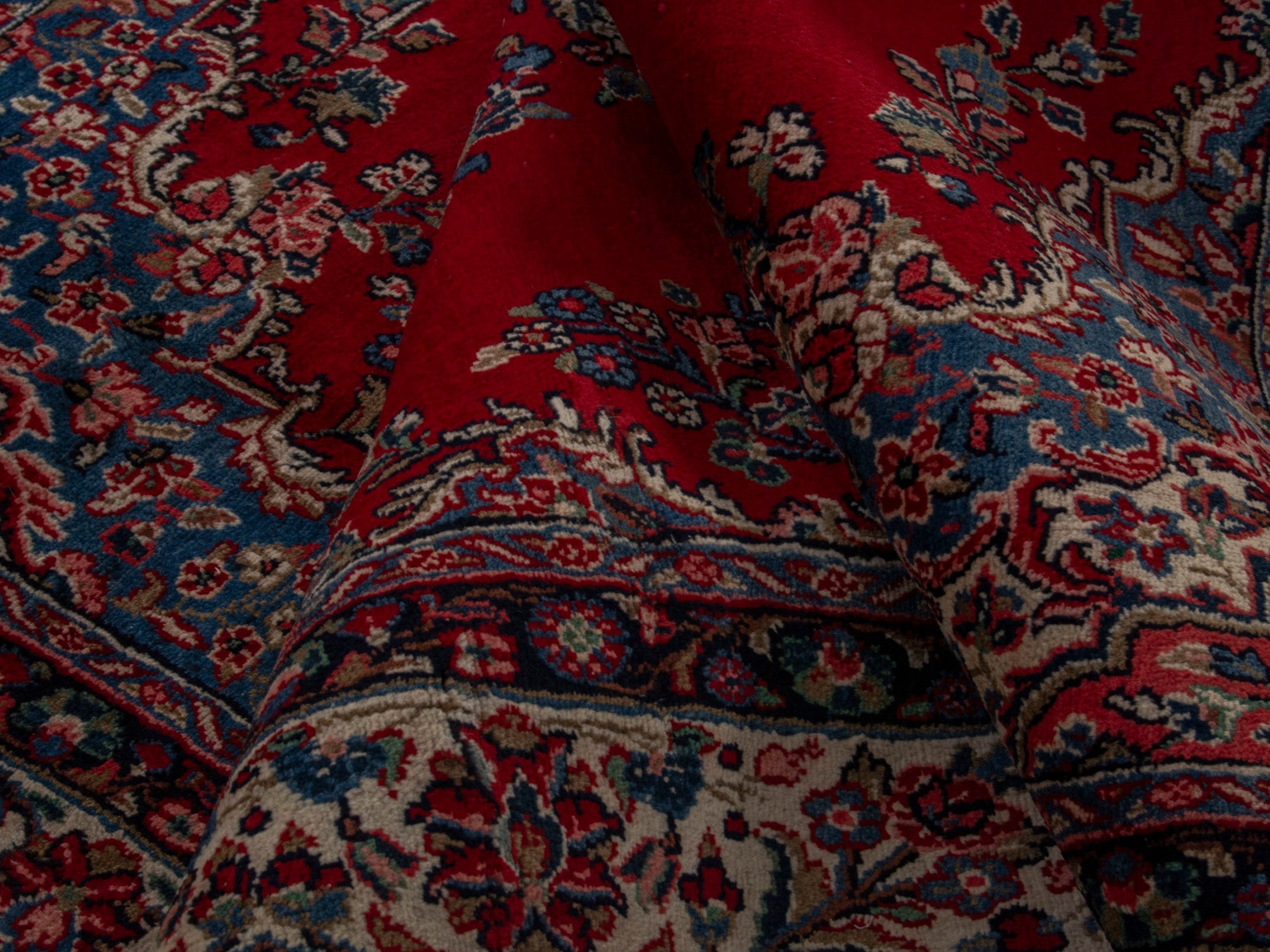 Persian Hamedan oversized rug in deep red and ivory, view 15 of 19