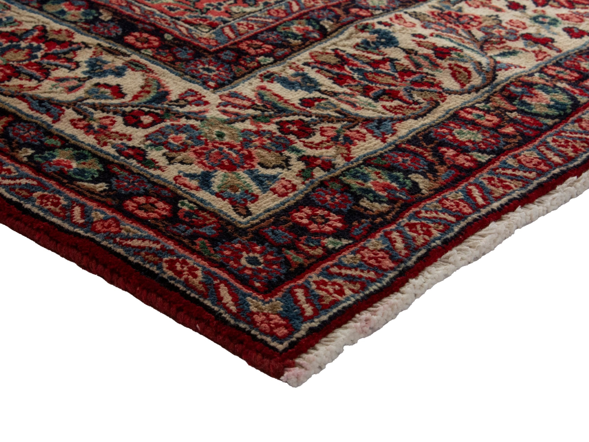 Persian Hamedan oversized rug in deep red and ivory, view 6 of 19