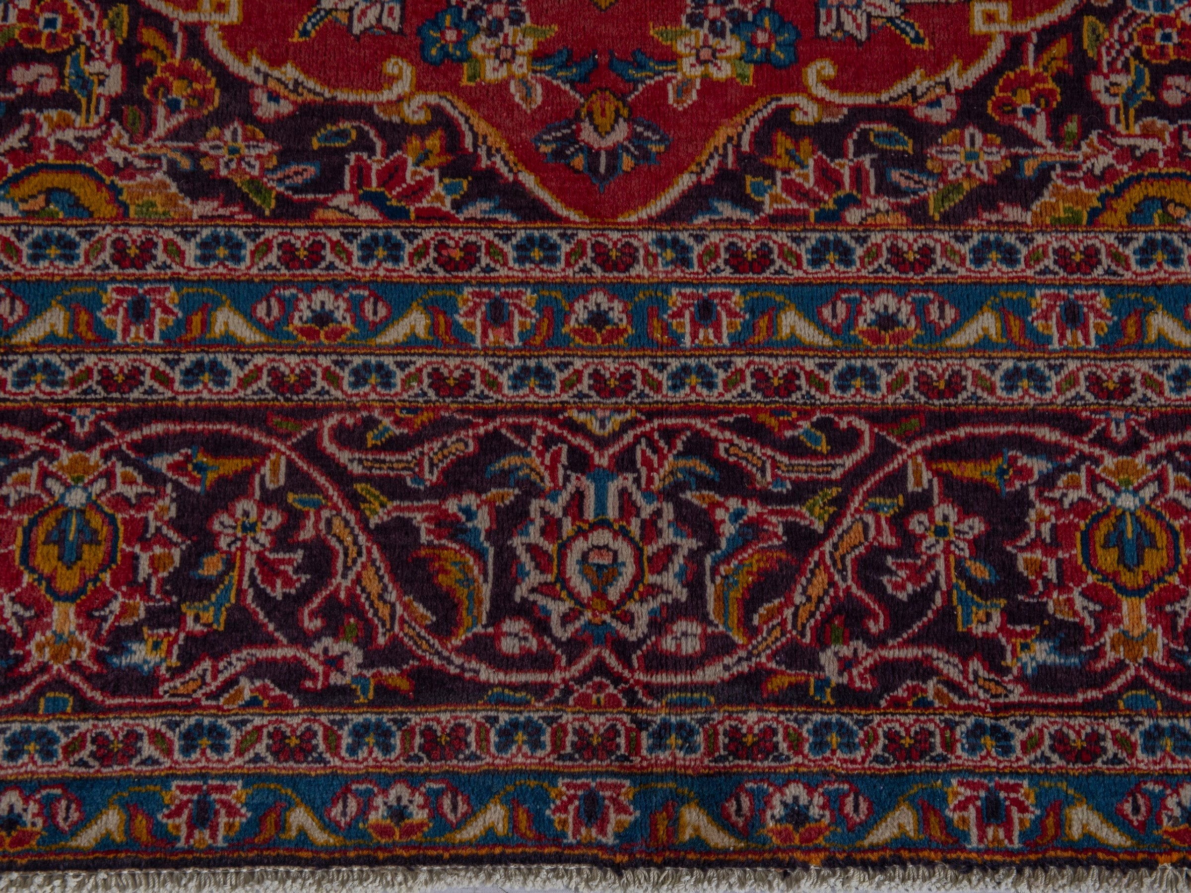 Persian Kashan oversized rug in burgundy and dark brown, view 11 of 20