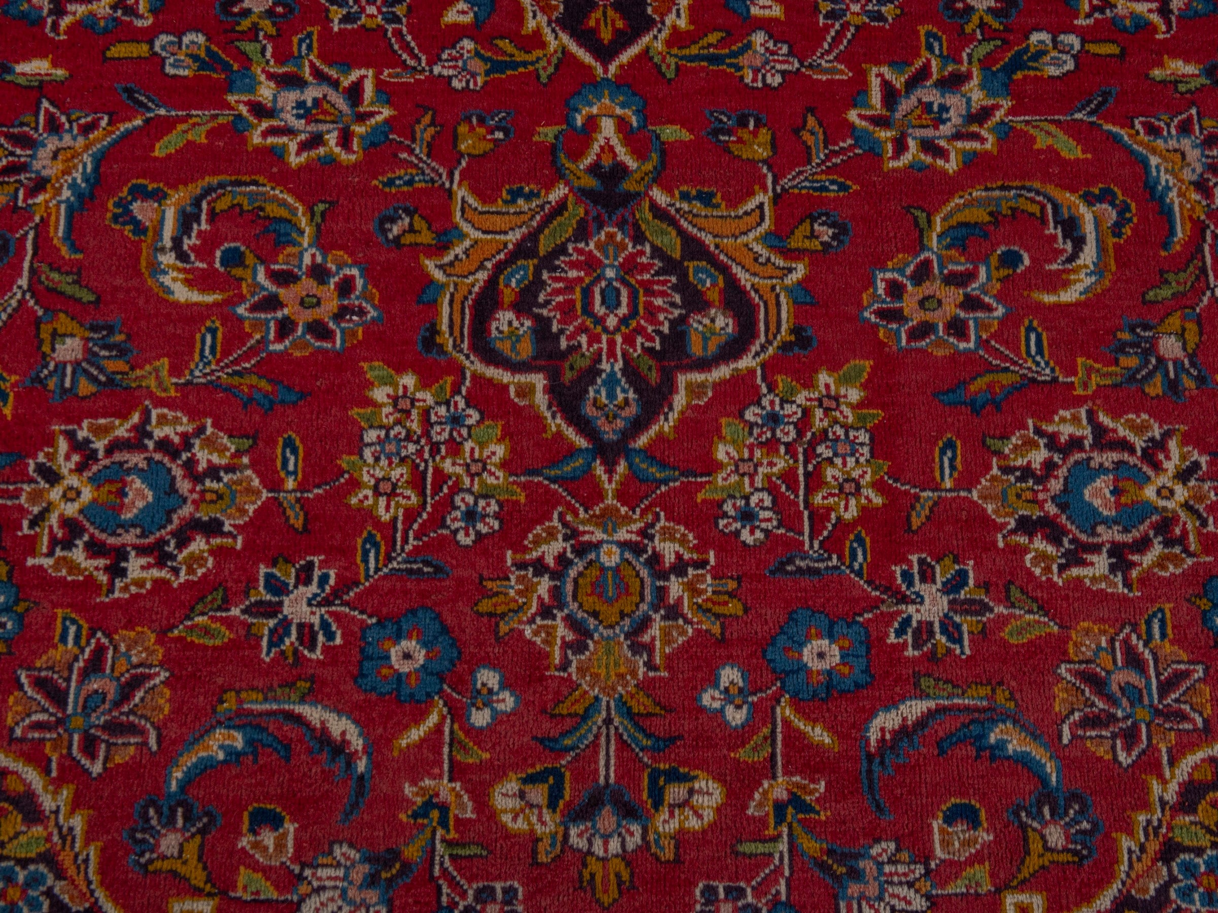 Persian Kashan oversized rug in burgundy and dark brown, view 12 of 20