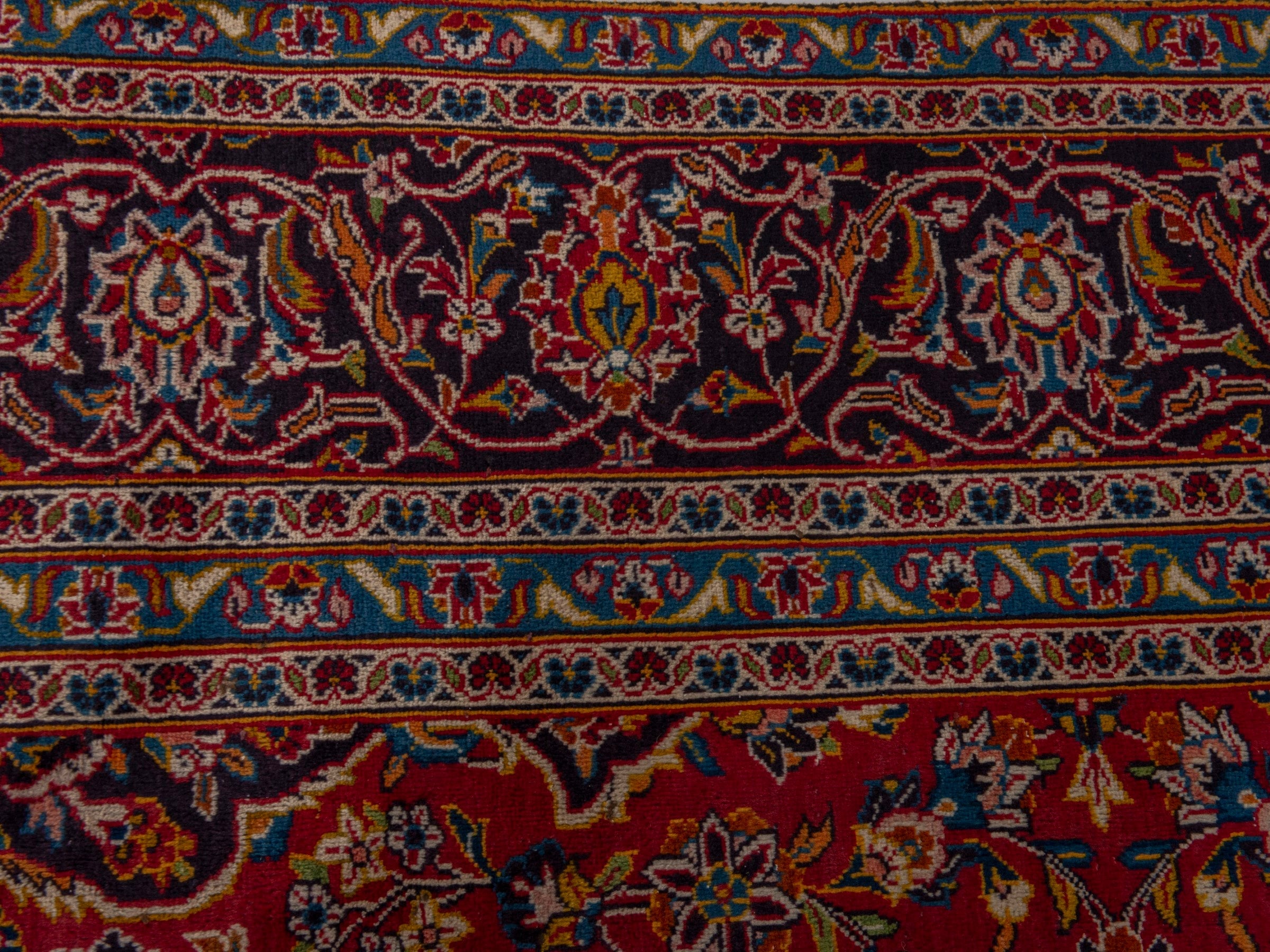 Persian Kashan oversized rug in burgundy and dark brown, view 13 of 20