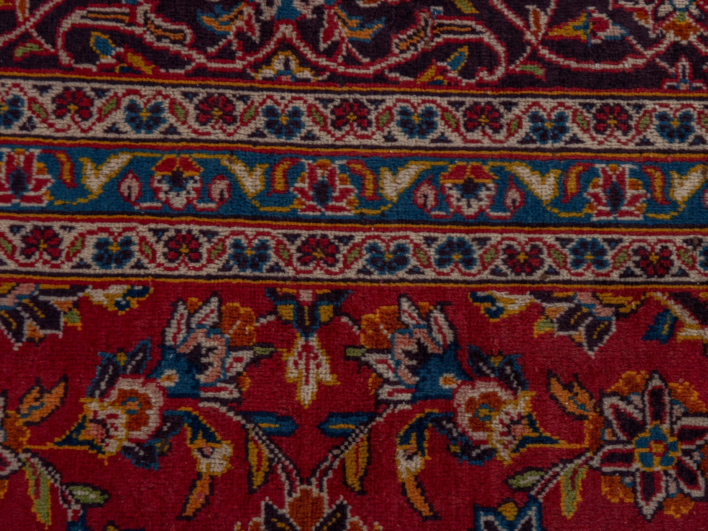 Persian Kashan oversized rug in burgundy and dark brown, view 14 of 20