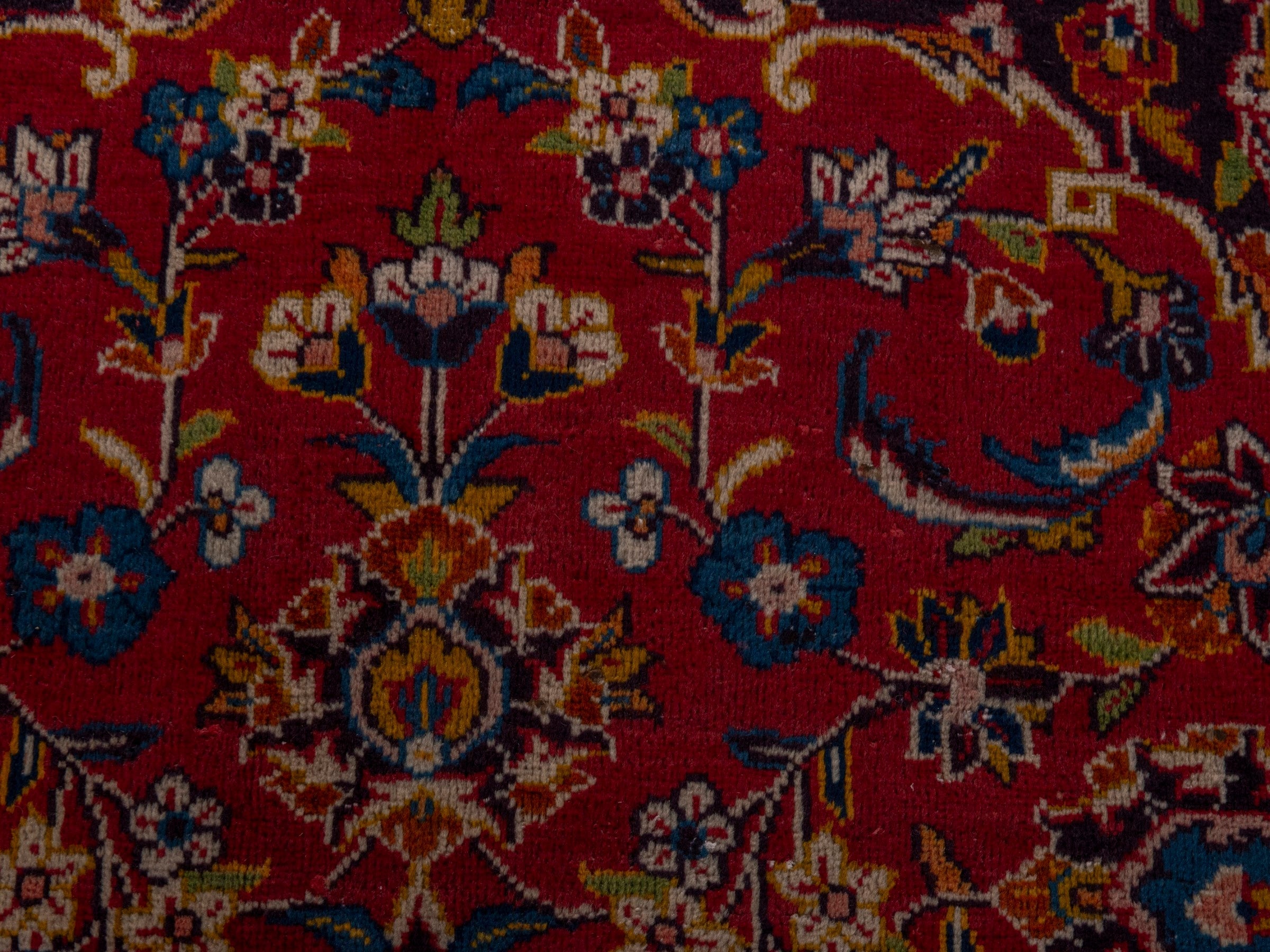Persian Kashan oversized rug in burgundy and dark brown, view 15 of 20