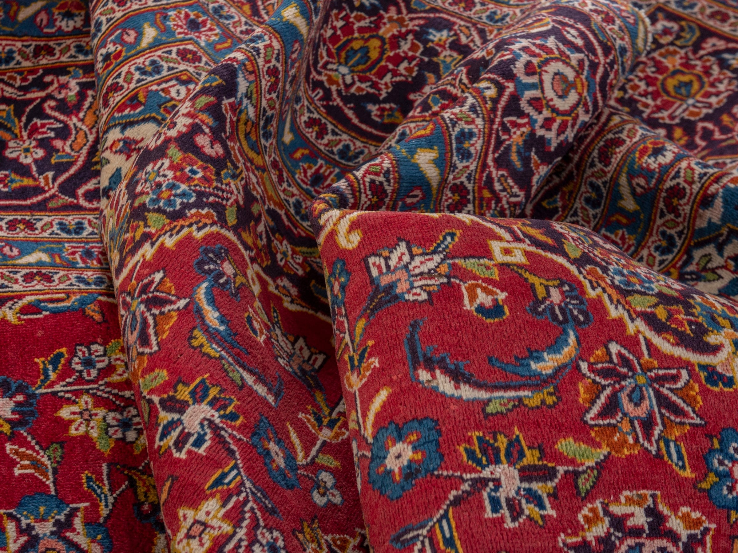 Persian Kashan oversized rug in burgundy and dark brown, view 16 of 20