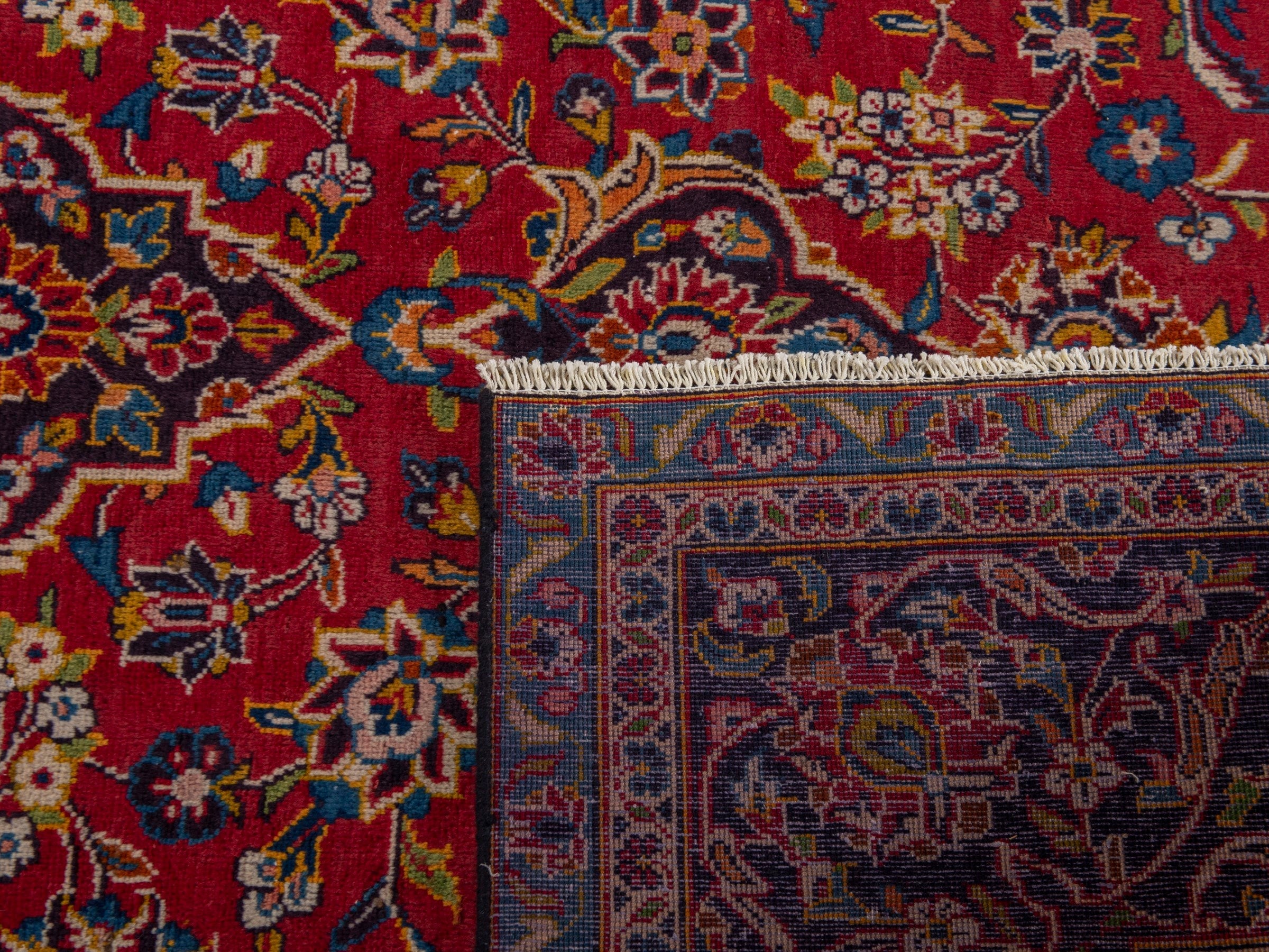 Persian Kashan oversized rug in burgundy and dark brown, view 20 of 20